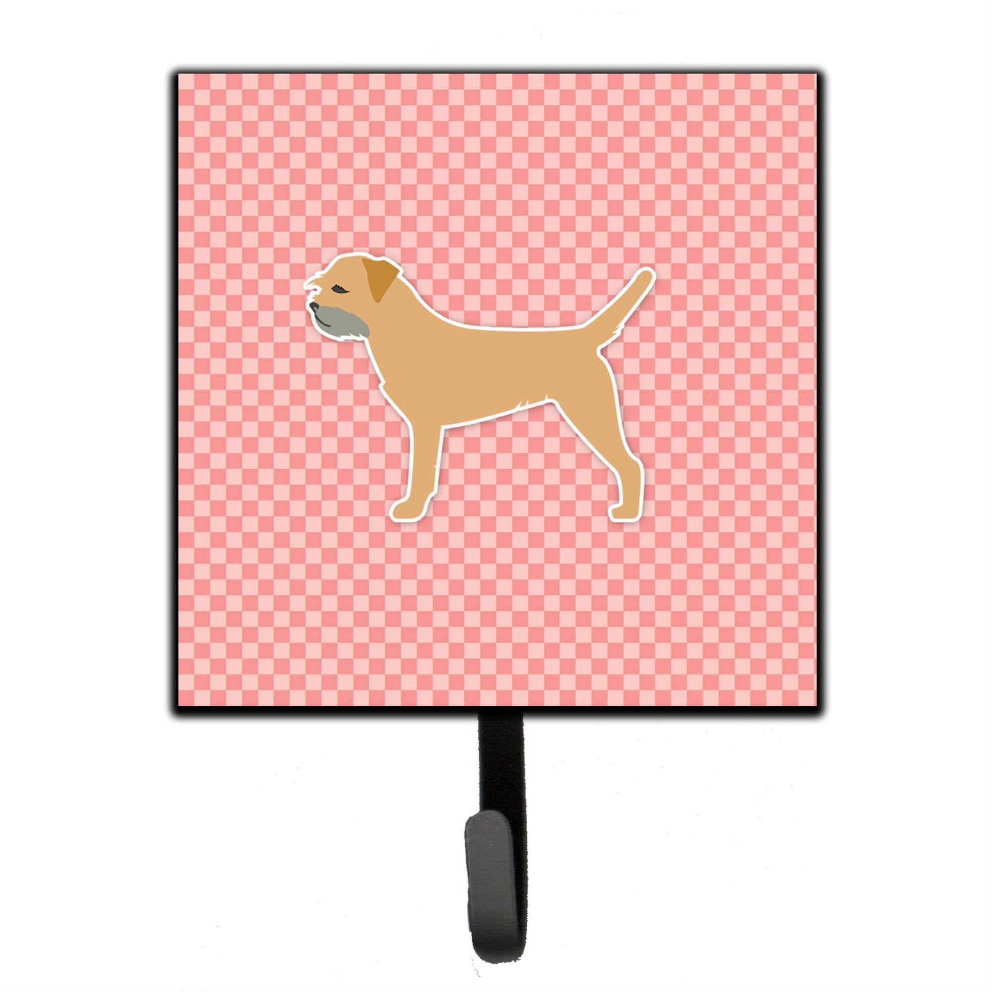 Caroline'S Treasures Border Terrier Checkerboard Pink Leash Or Key Holder Bb3589Sh4, Small, Multicolor