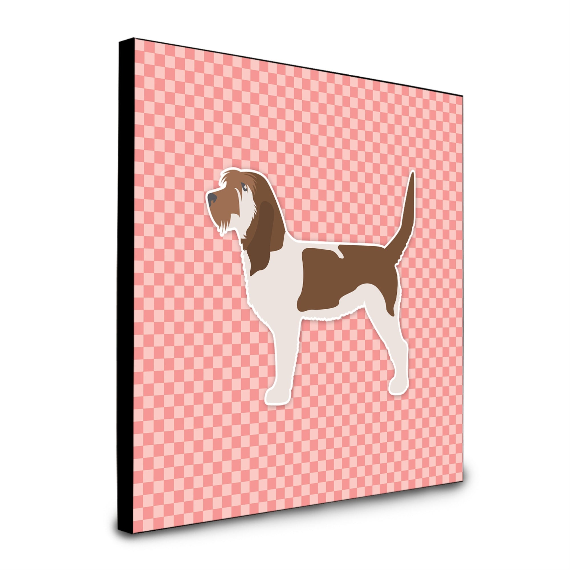 Caroline'S Treasures Grand Basset Griffon Vendeen Checkerboard Pink Artwork Panel Wall-Decor, Multicolor