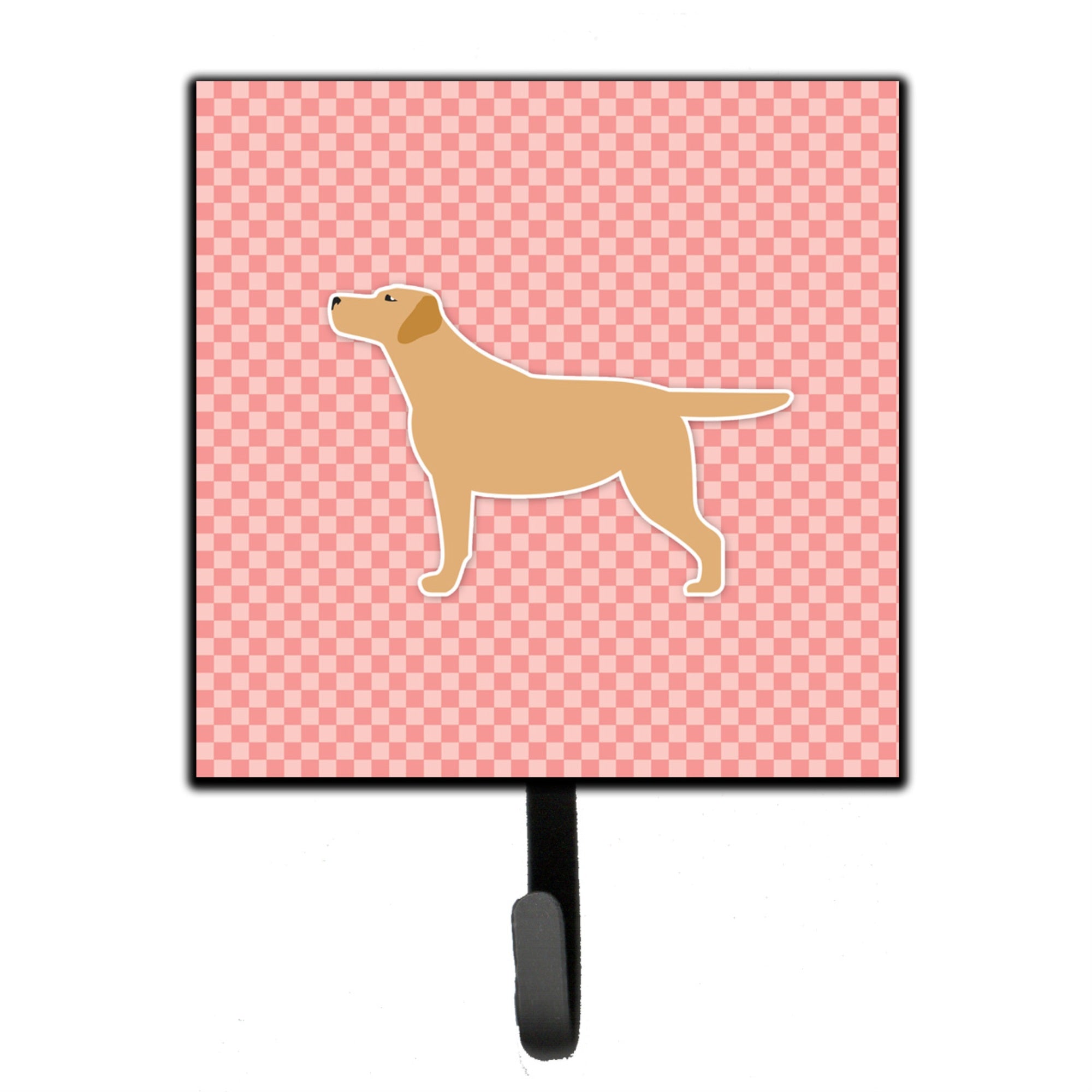 Caroline'S Treasures Yellow Labrador Retriever Checkerboard Pink Leash Or Key Holder Bb3597Sh4, Small, Multicolor