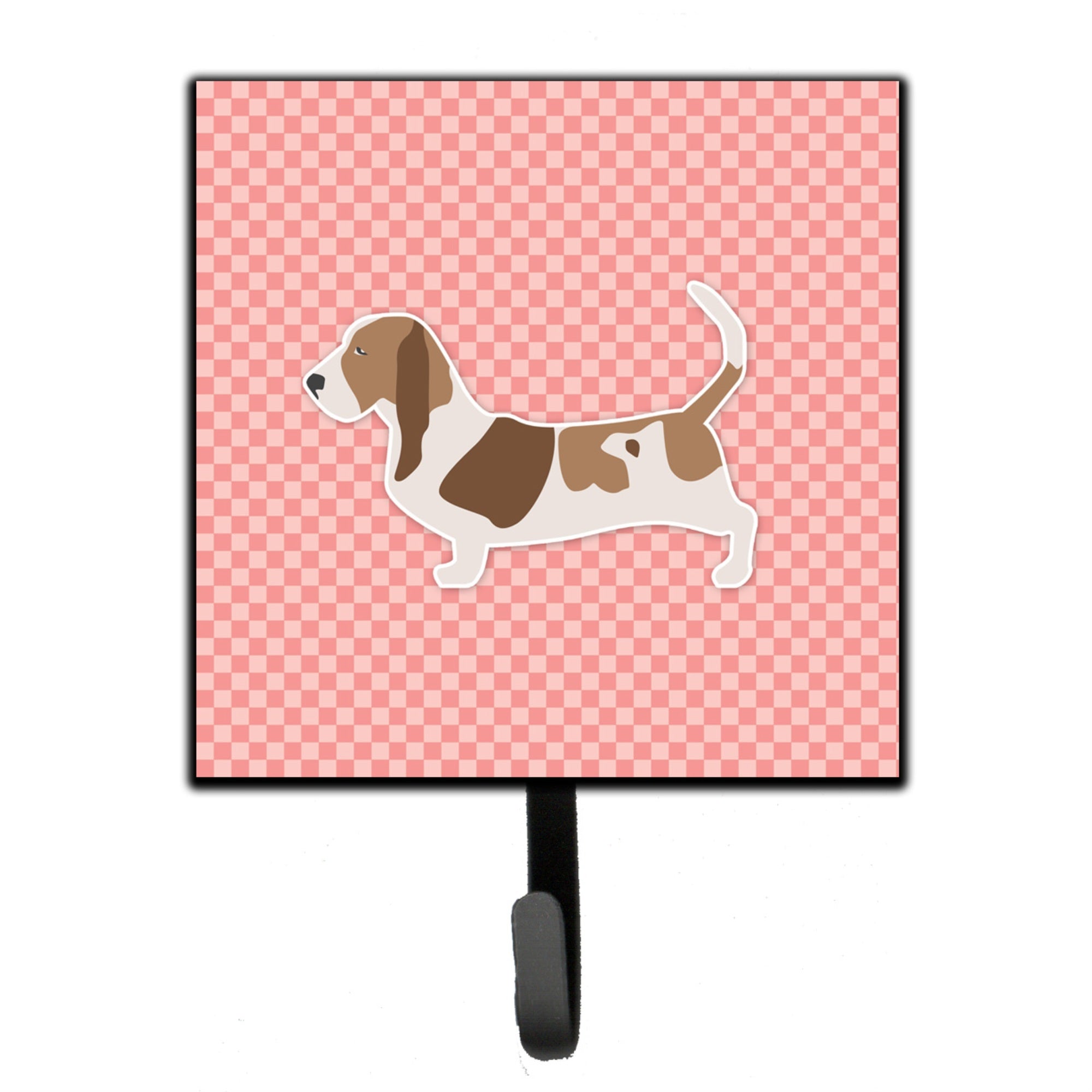 Caroline'S Treasures Basset Hound Checkerboard Pink Leash Or Key Holder Bb3602Sh4, Small, Multicolor