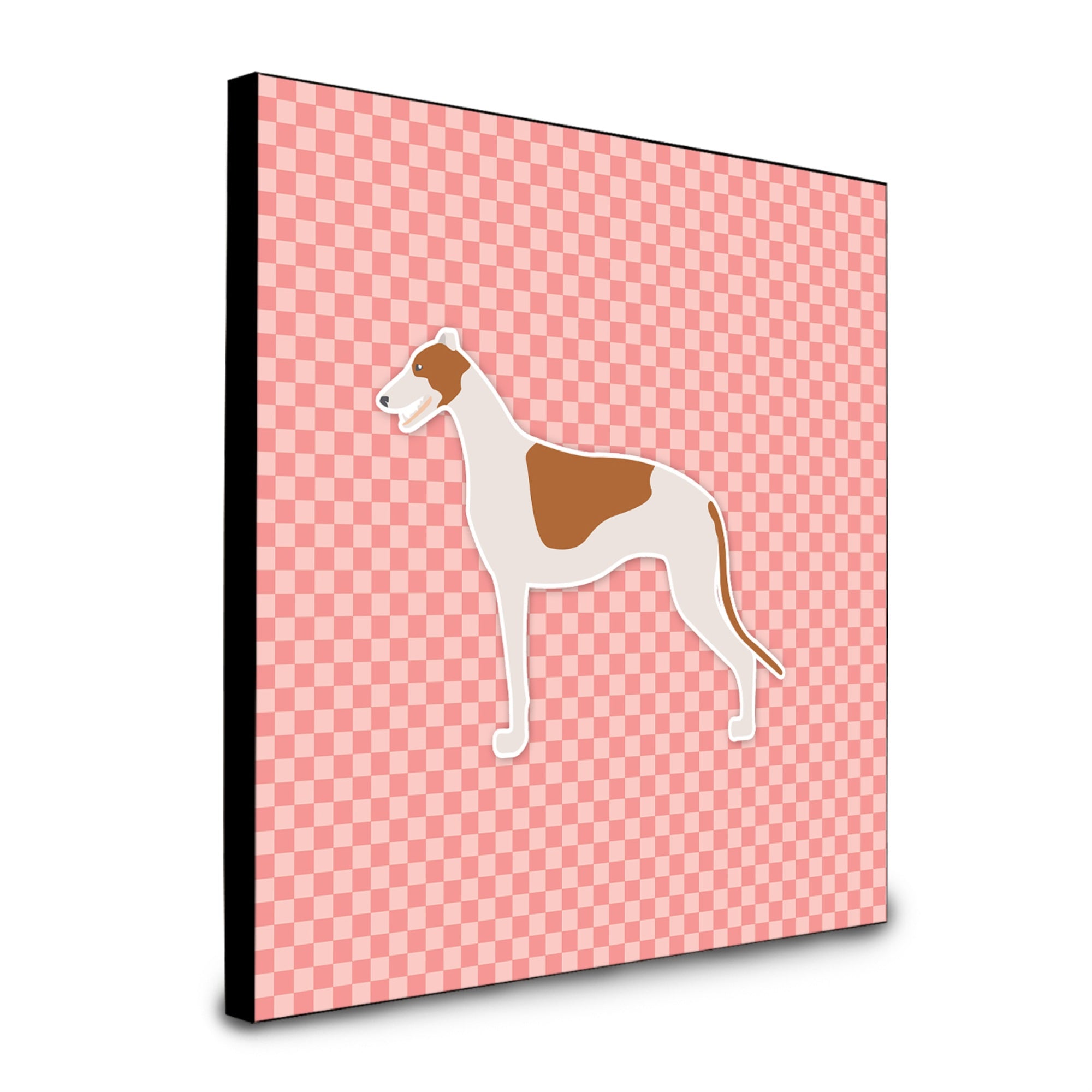 Caroline'S Treasures Greyhound Checkerboard Pink Artwork Panel Wall-Decor, Multicolor