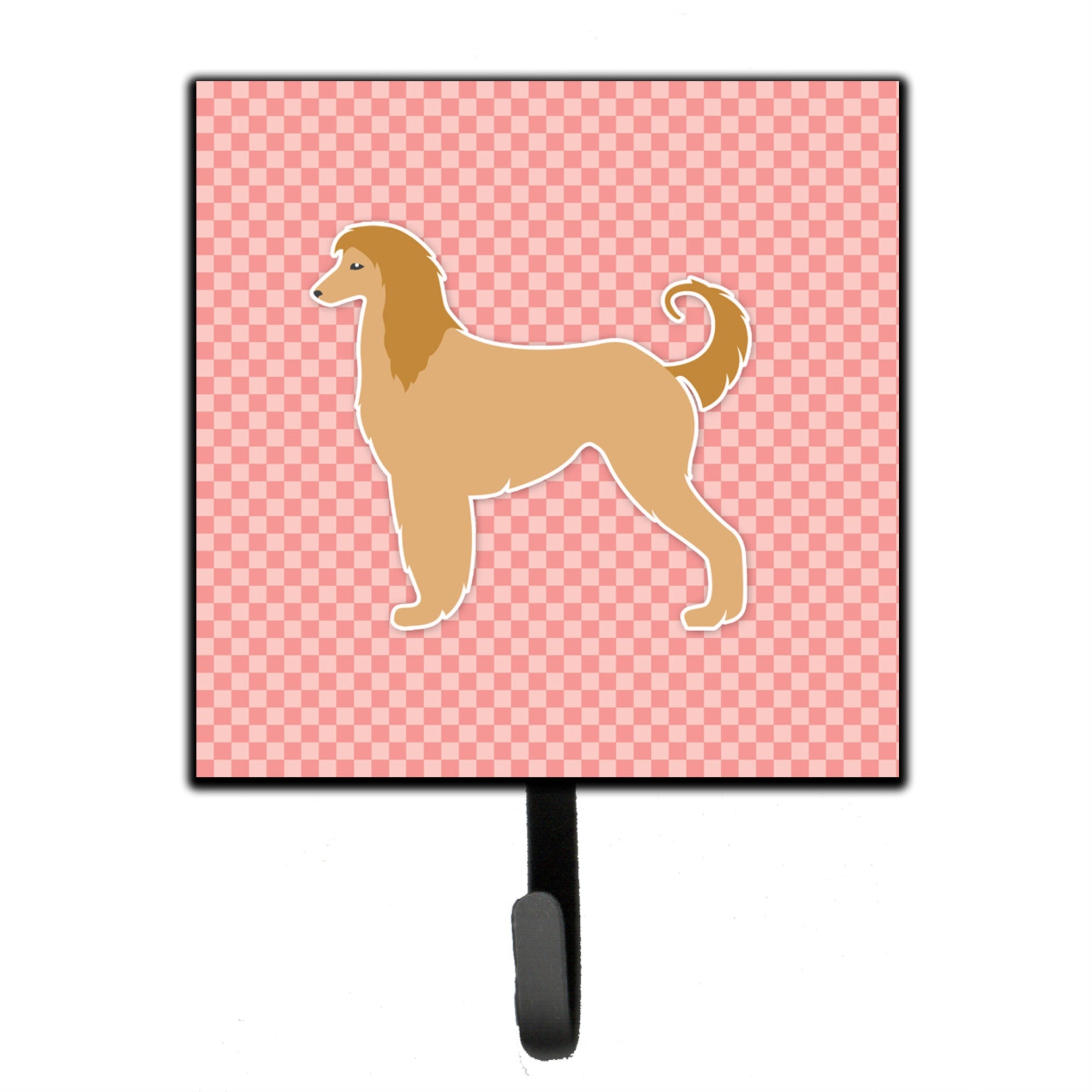 Caroline'S Treasures Afghan Hound Checkerboard Pink Leash Or Key Holder Bb3606Sh4, Small, Multicolor
