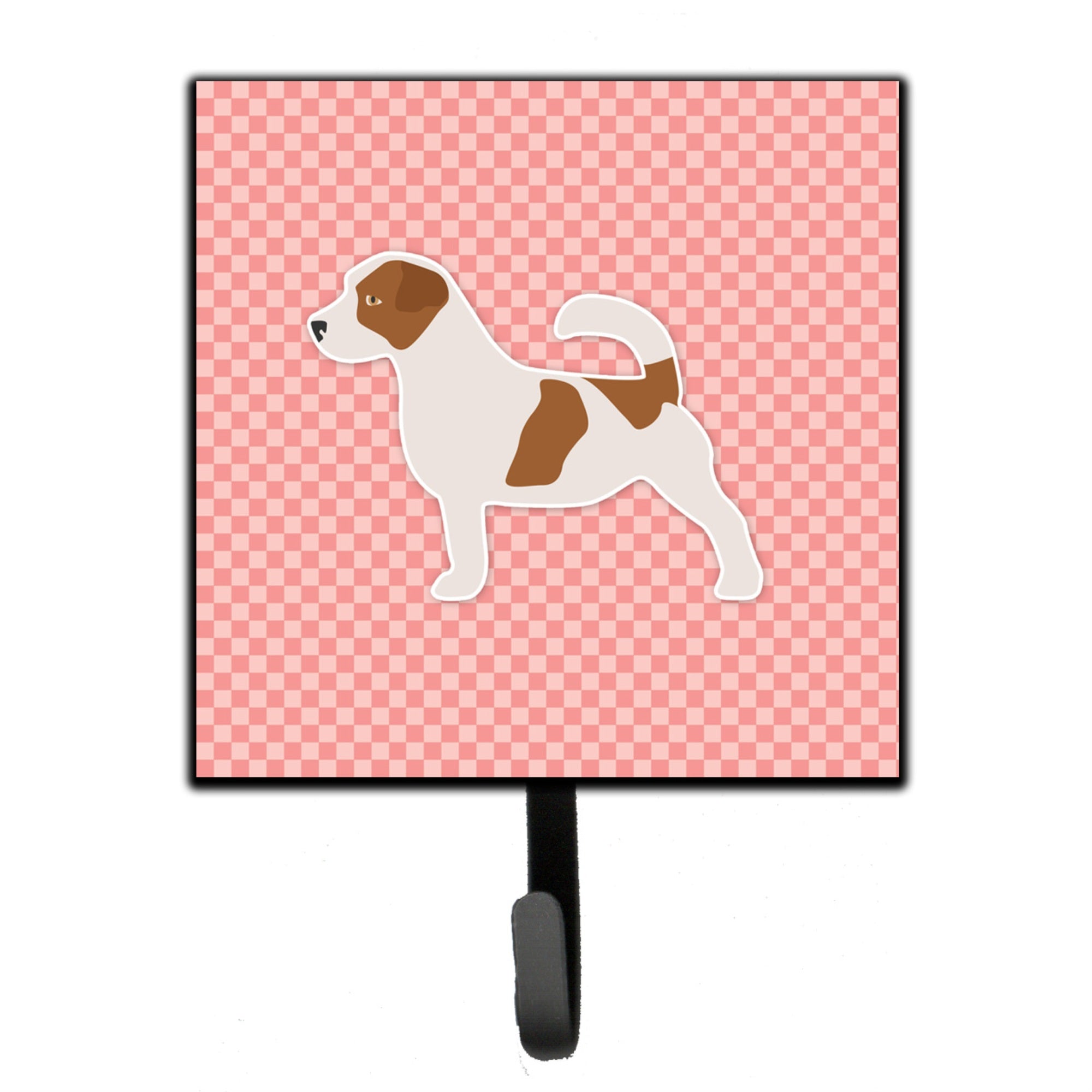 Caroline'S Treasures Jack Russell Terrier Checkerboard Pink Leash Or Key Holder Bb3607Sh4, Small, Multicolor