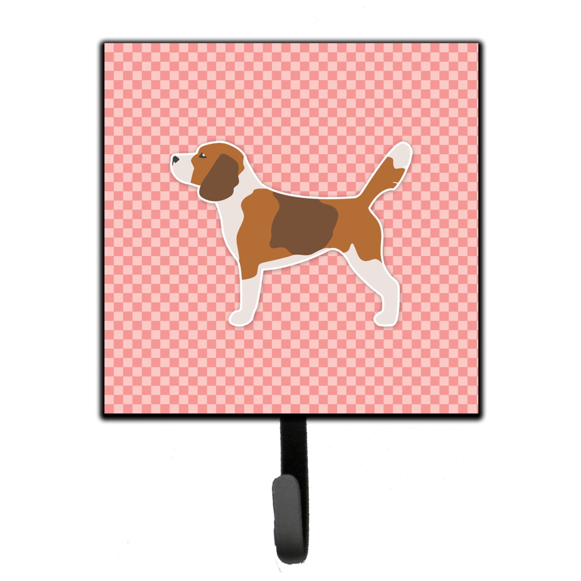 Caroline'S Treasures Beagle Checkerboard Pink Leash Or Key Holder Bb3610Sh4, Small, Multicolor