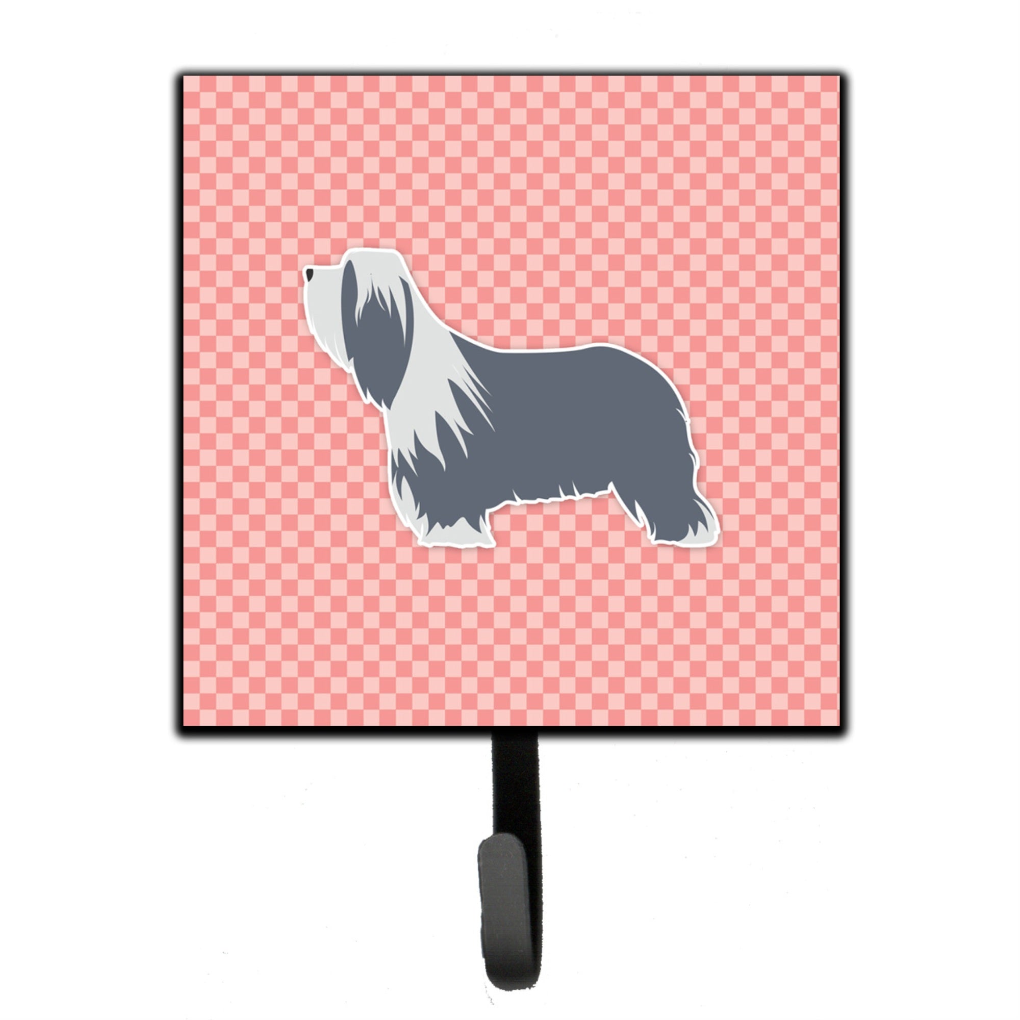 Caroline'S Treasures Bearded Collie Checkerboard Pink Leash Or Key Holder Bb3617Sh4, Small, Multicolor