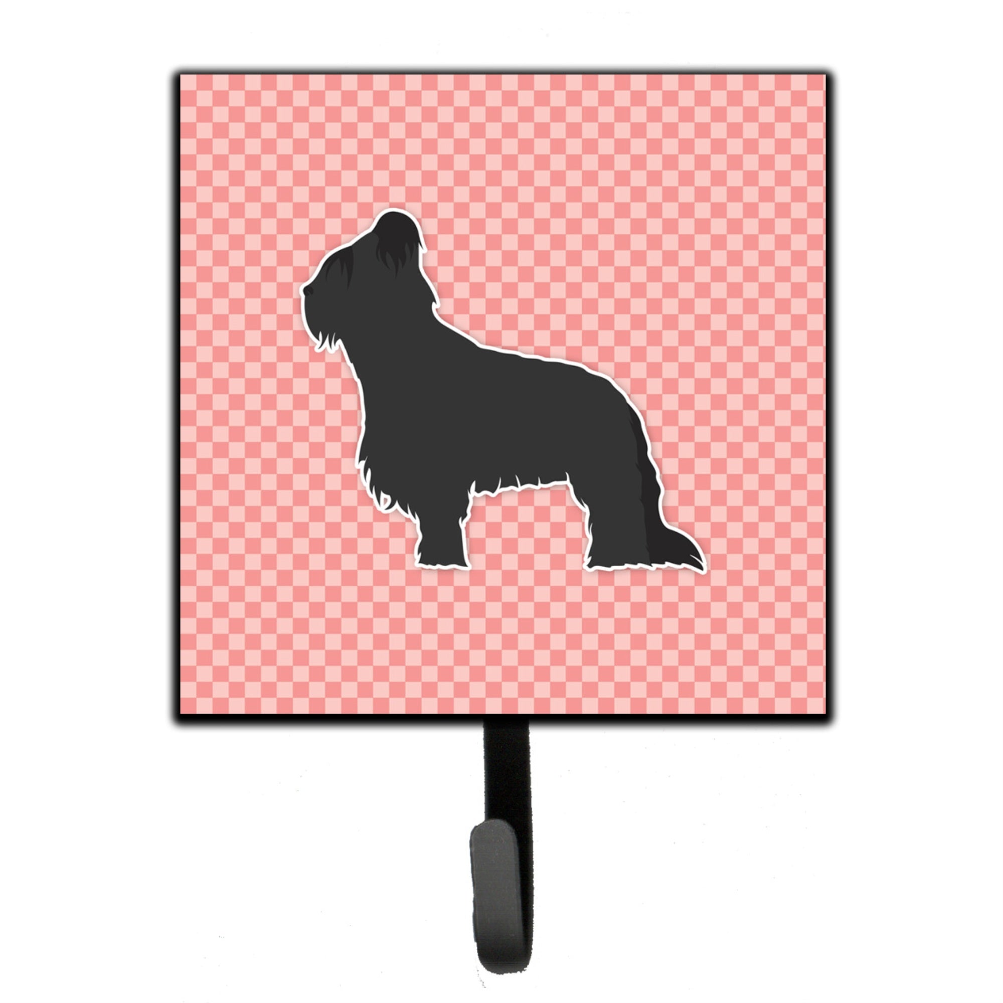 Caroline'S Treasures Briard Checkerboard Pink Leash Or Key Holder Bb3626Sh4, Small, Multicolor