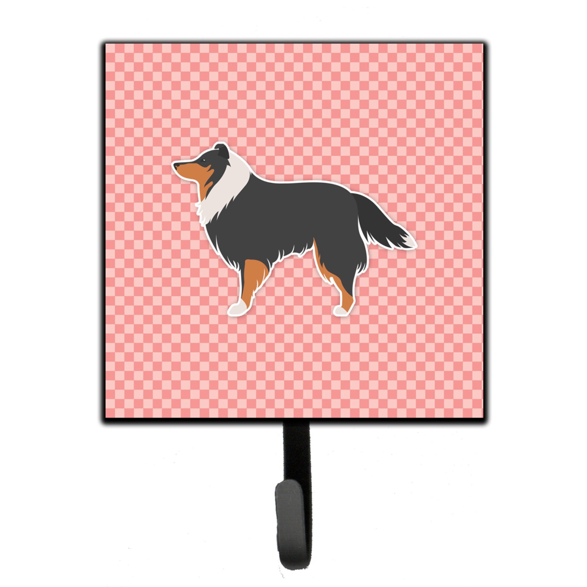 Caroline'S Treasures Sheltie/Shetland Sheepdog Checkerboard Pink Leash Or Key Holder Bb3630Sh4, Small, Multicolor