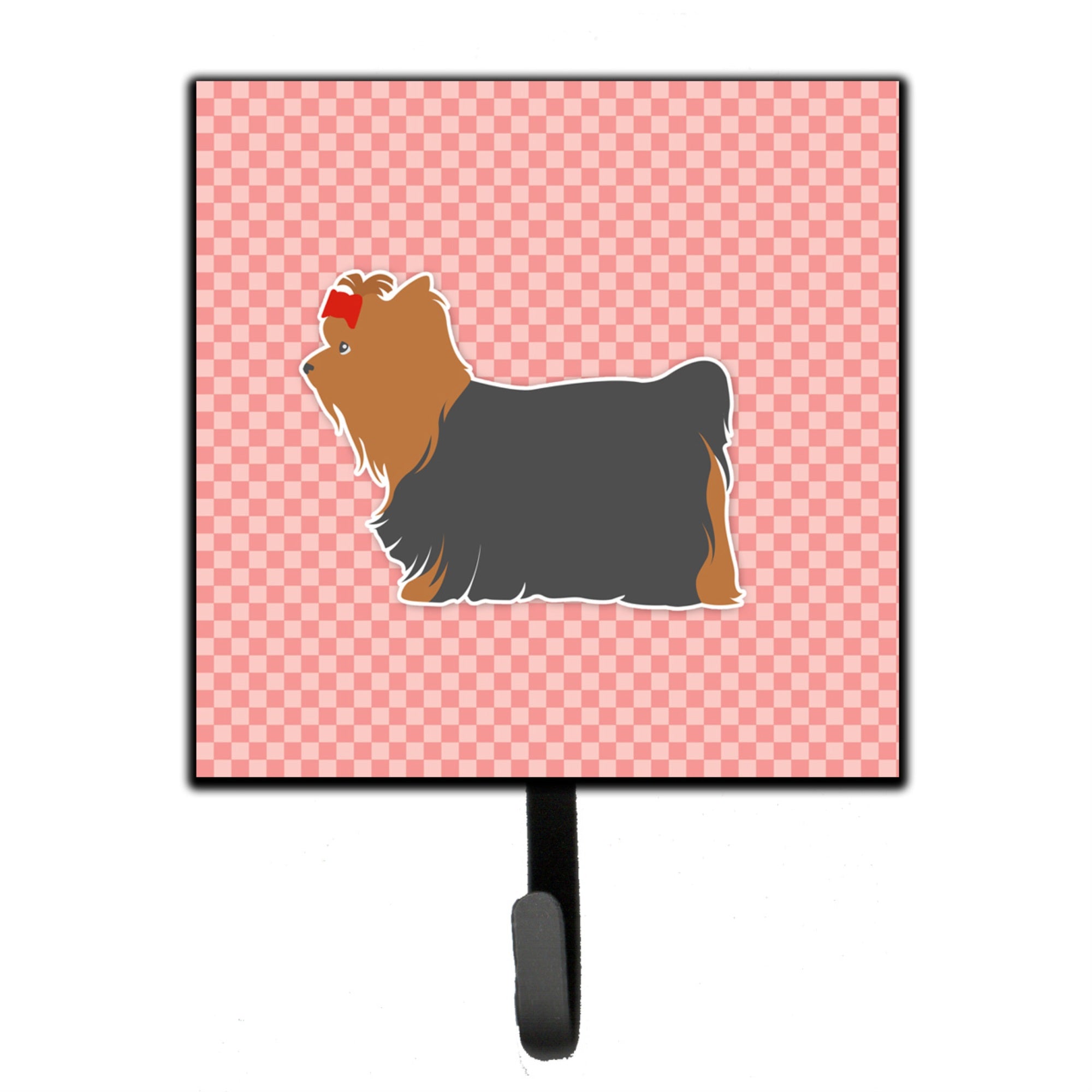 Caroline'S Treasures Yorkshire Terrier Yorkie Checkerboard Pink Leash Or Key Holder Bb3634Sh4, Small, Multicolor