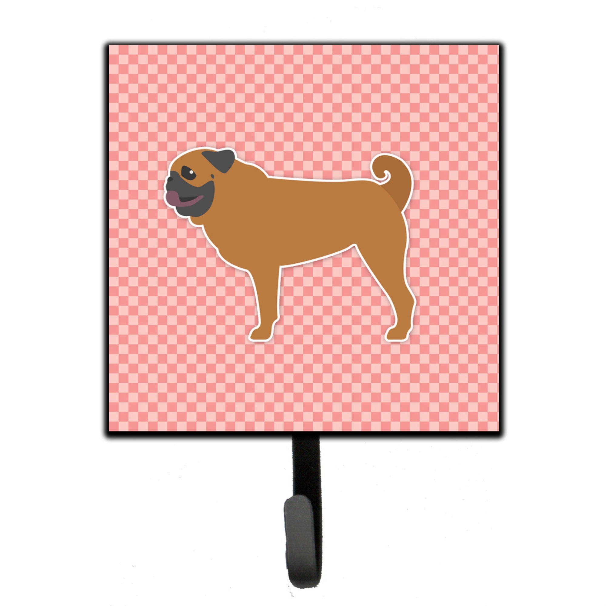 Caroline'S Treasures Pug Checkerboard Pink Leash Or Key Holder Bb3647Sh4, Small, Multicolor