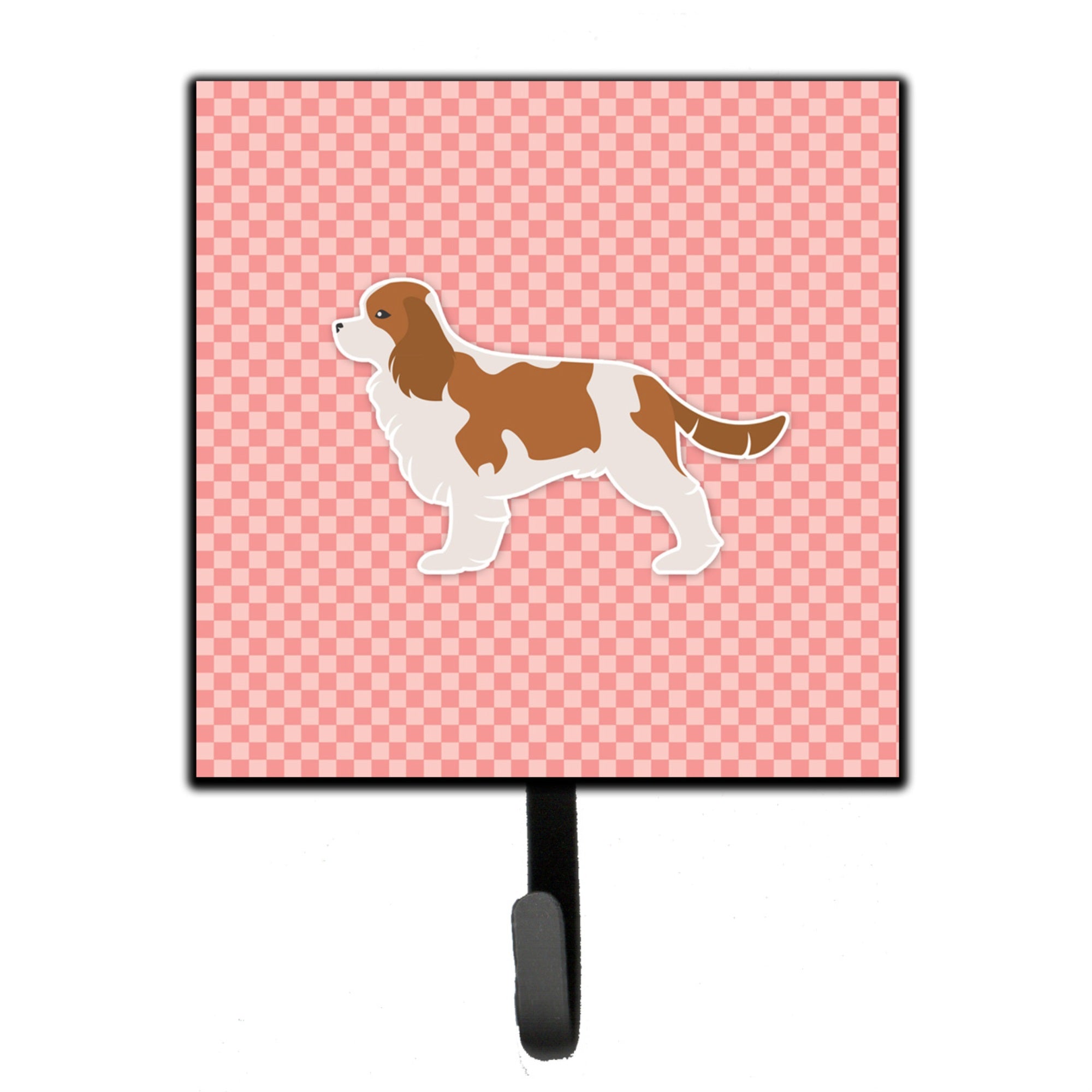 Caroline'S Treasures Cavalier King Charles Spaniel Checkerboard Pink Leash Or Key Holder Bb3649Sh4, Small, Multicolor