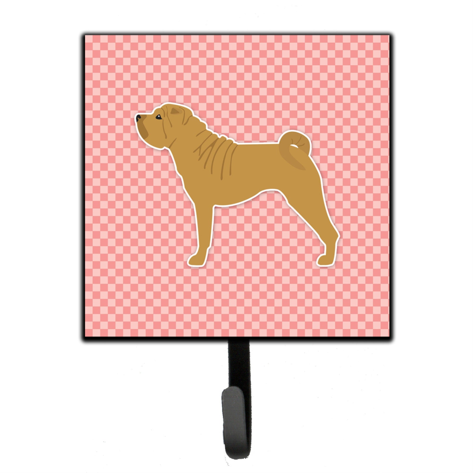 Caroline'S Treasures Shar Pei Merry Checkerboard Pink Leash Or Key Holder Bb3652Sh4, Small, Multicolor