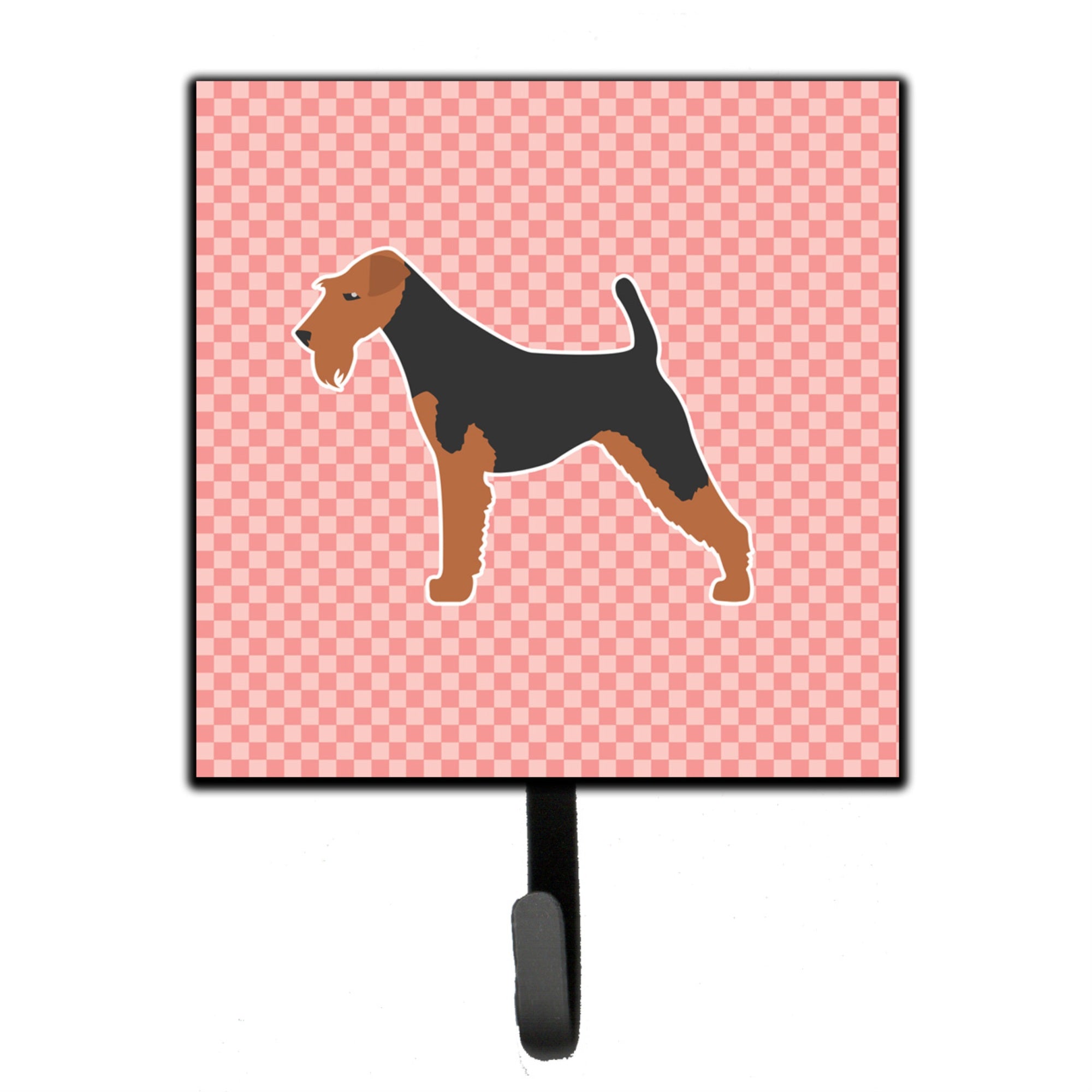 Caroline'S Treasures Airedale Terrier Checkerboard Pink Leash Or Key Holder Bb3657Sh4, Small, Multicolor