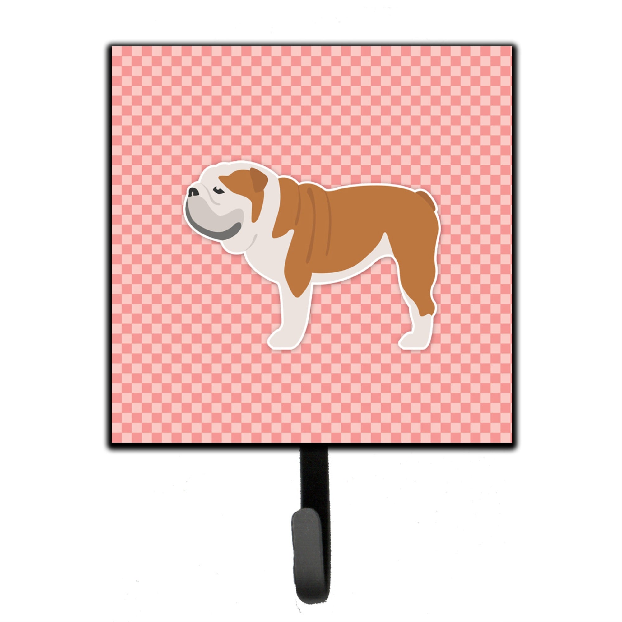 Caroline'S Treasures English Bulldog Checkerboard Pink Leash Or Key Holder Bb3662Sh4, Small, Multicolor