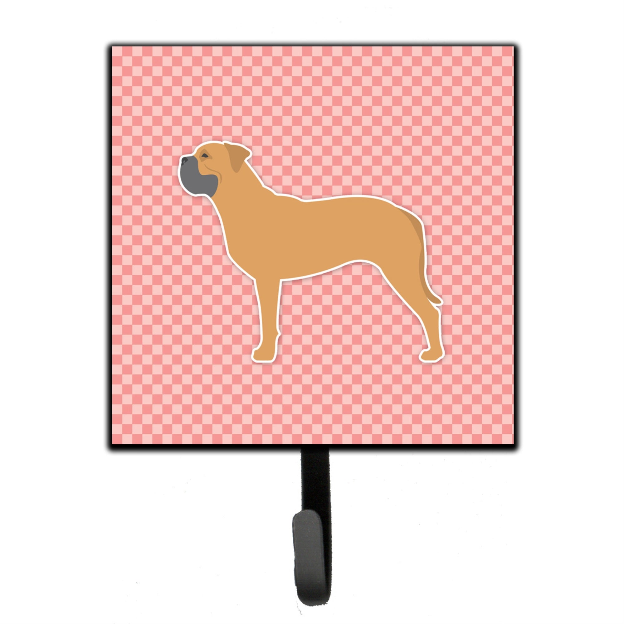 Caroline'S Treasures Bullmastiff Checkerboard Pink Leash Or Key Holder Bb3671Sh4, Small, Multicolor