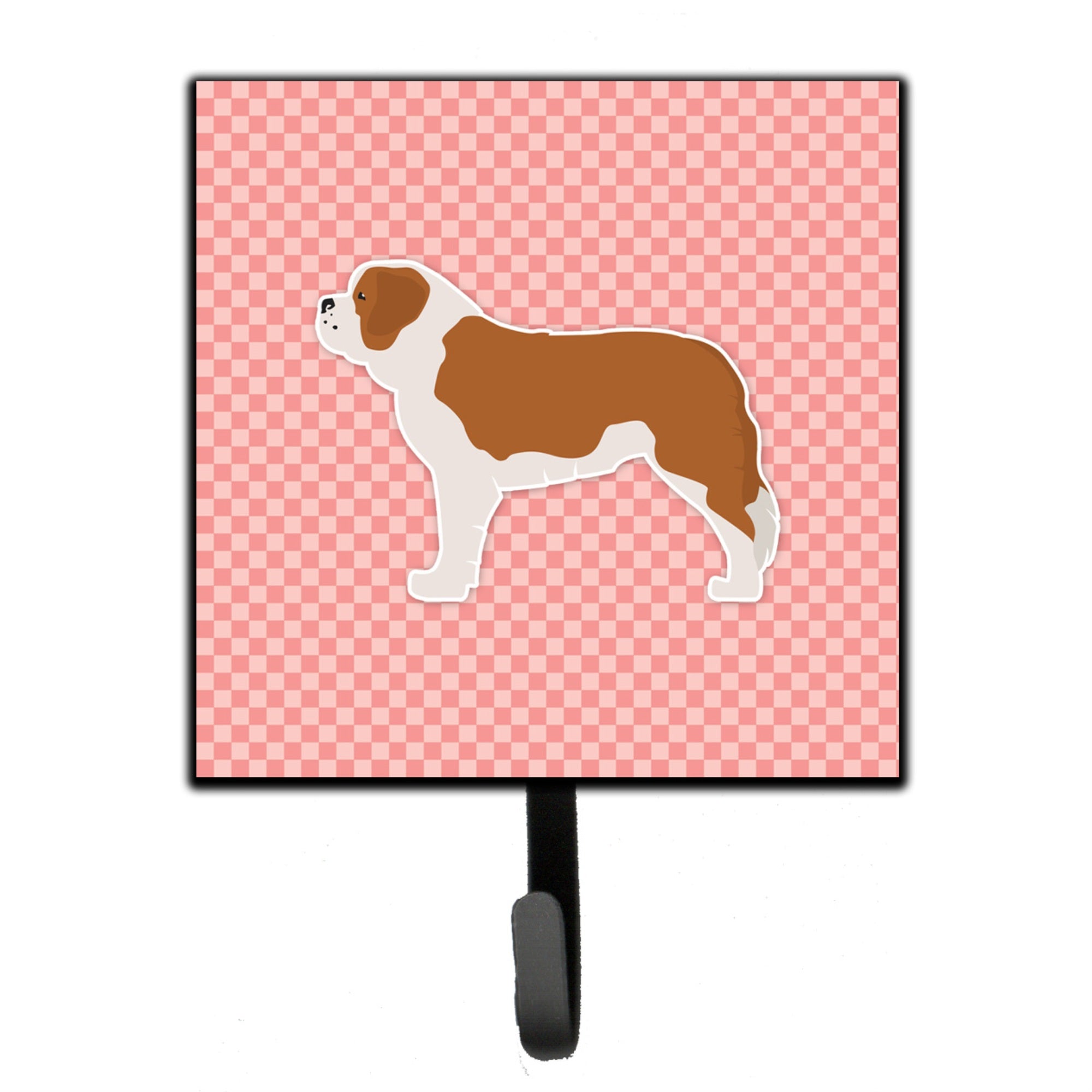 Caroline'S Treasures Saint Bernard Checkerboard Pink Leash Or Key Holder Bb3676Sh4, Small, Multicolor