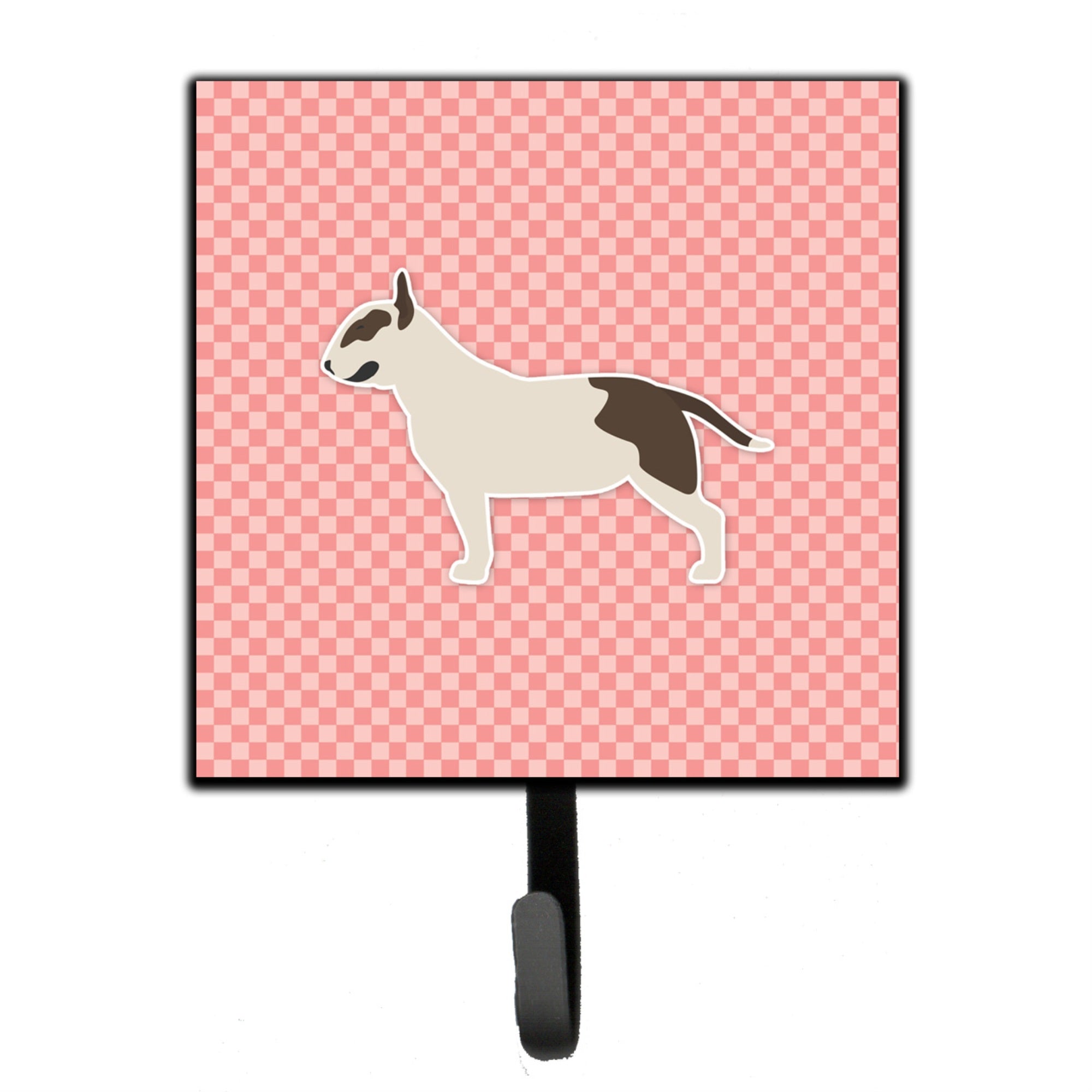 Caroline'S Treasures Bull Terrier Checkerboard Pink Leash Or Key Holder Bb3678Sh4, Small, Multicolor