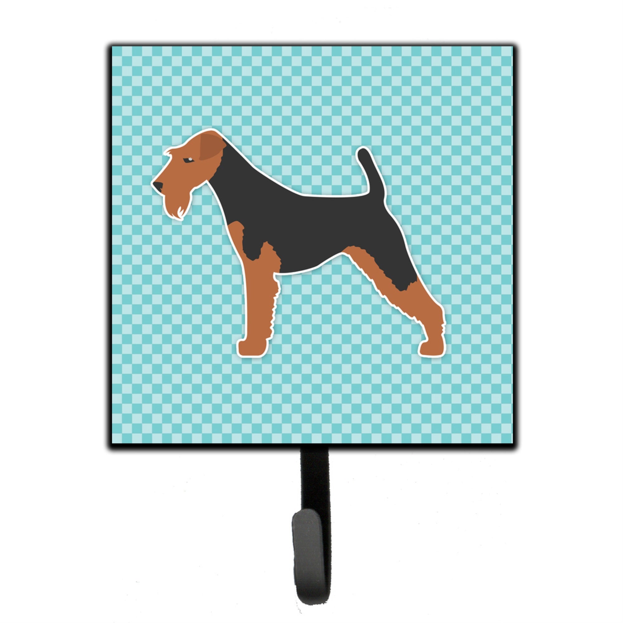 Caroline'S Treasures Welsh Terrier Checkerboard Blue Leash Or Key Holder Bb3685Sh4, Small, Multicolor