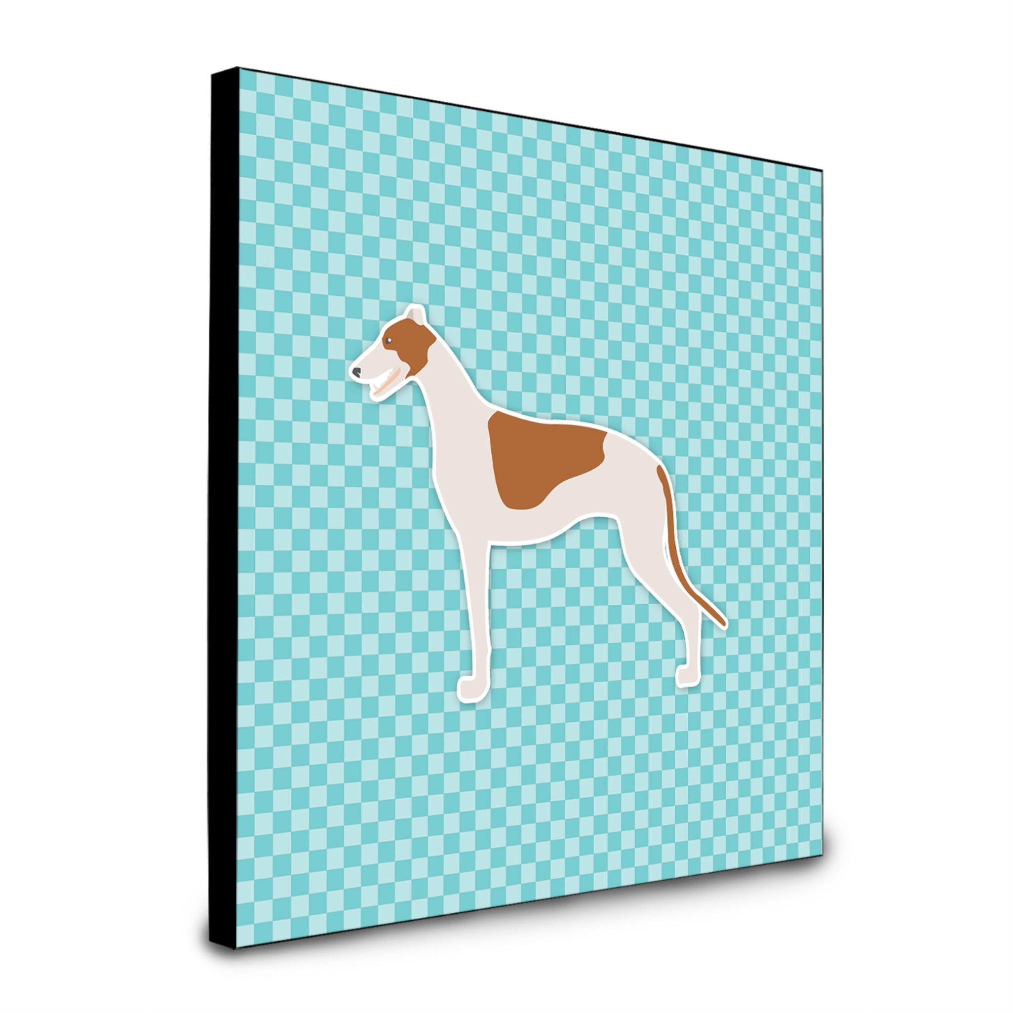 Caroline'S Treasures Greyhound Checkerboard Blue Artwork Panel Wall-Decor, Multicolor