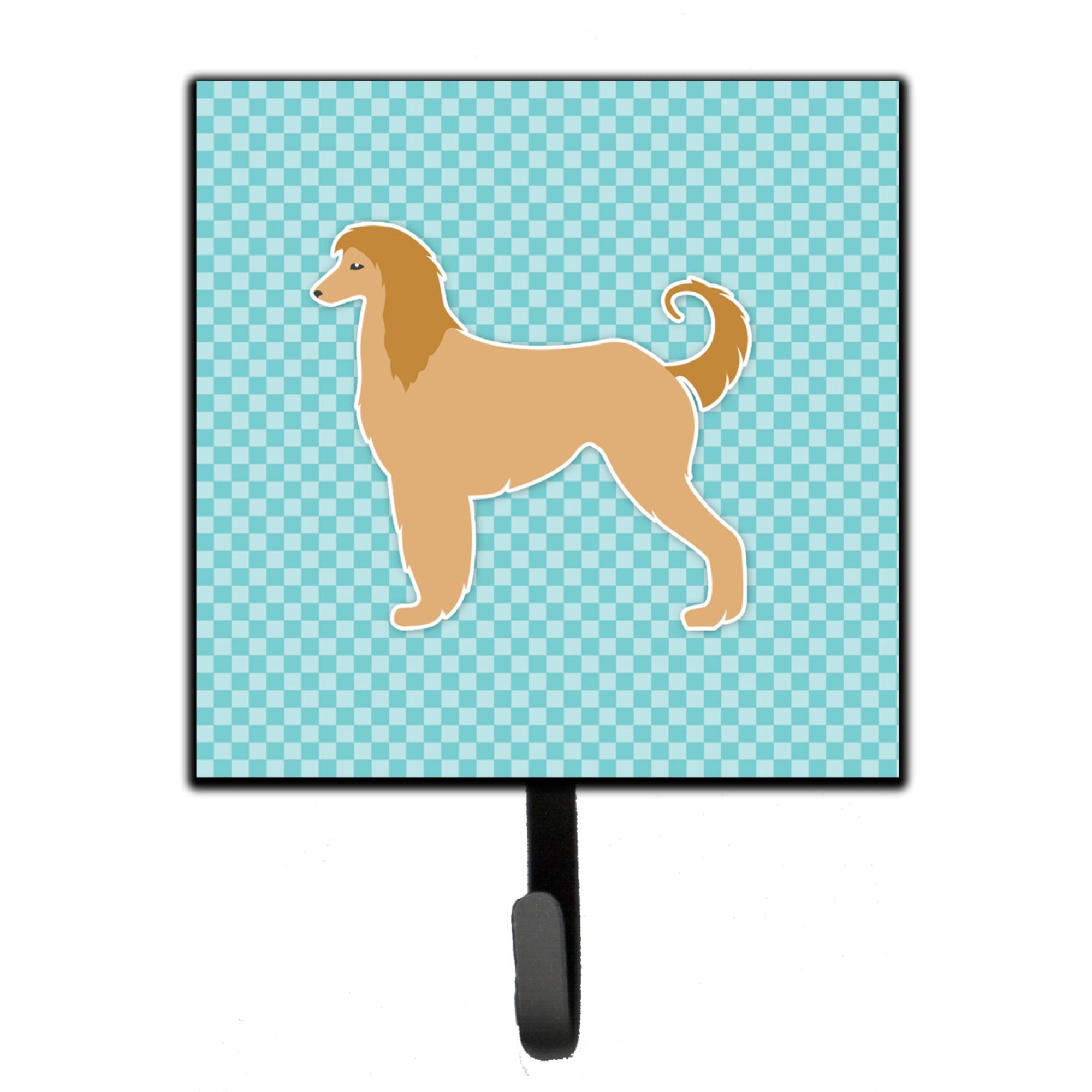 Caroline'S Treasures Afghan Hound Checkerboard Blue Leash Or Key Holder Bb3706Sh4, Small, Multicolor