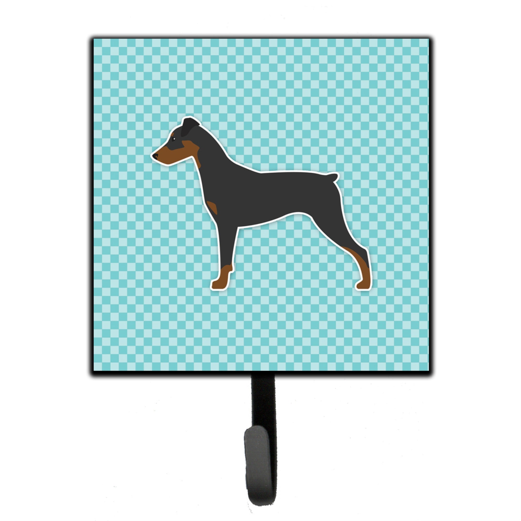 Caroline'S Treasures German Pinscher Checkerboard Blue Leash Or Key Holder Bb3713Sh4, Small, Multicolor