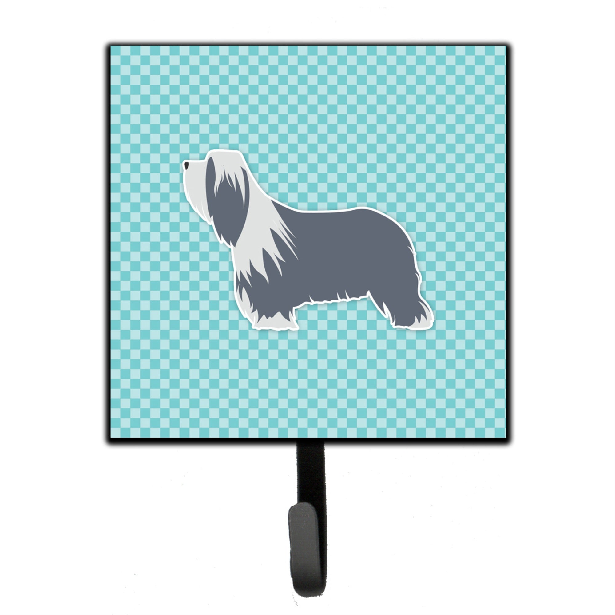 Caroline'S Treasures Bearded Collie Checkerboard Blue Leash Or Key Holder Bb3717Sh4, Small, Multicolor