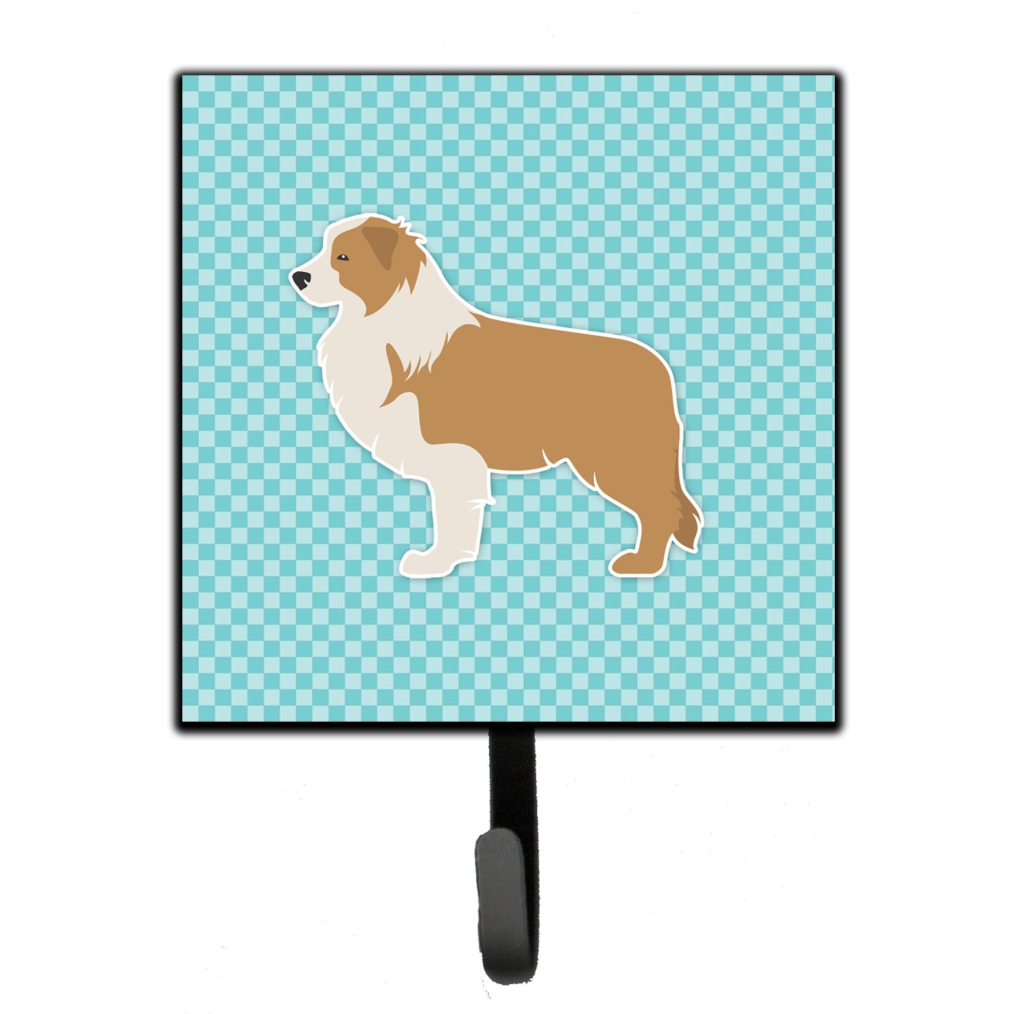 Caroline'S Treasures Red Border Collie Checkerboard Blue Leash Or Key Holder Bb3722Sh4, Small, Multicolor