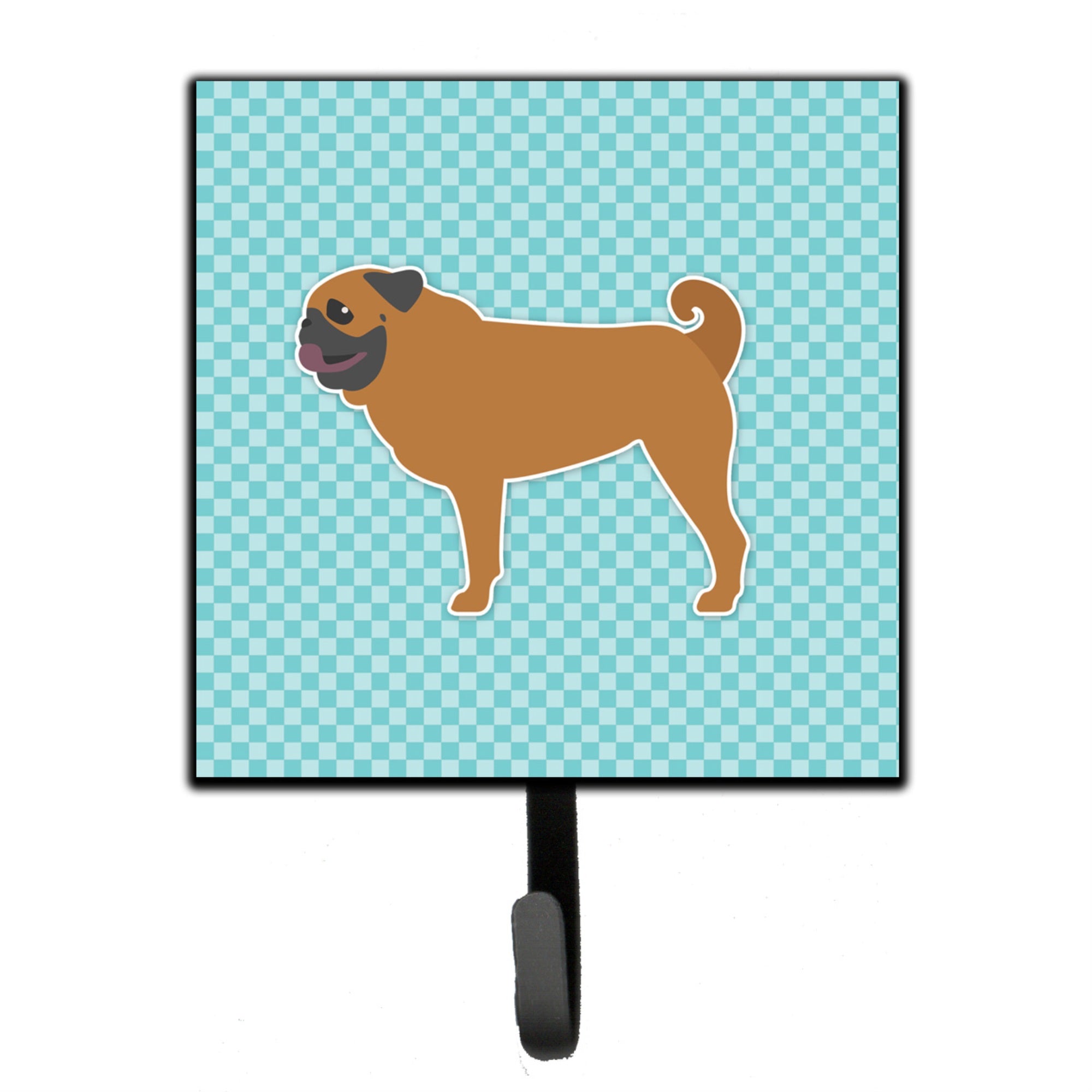 Caroline'S Treasures Pug Checkerboard Blue Leash Or Key Holder Bb3747Sh4, Small, Multicolor