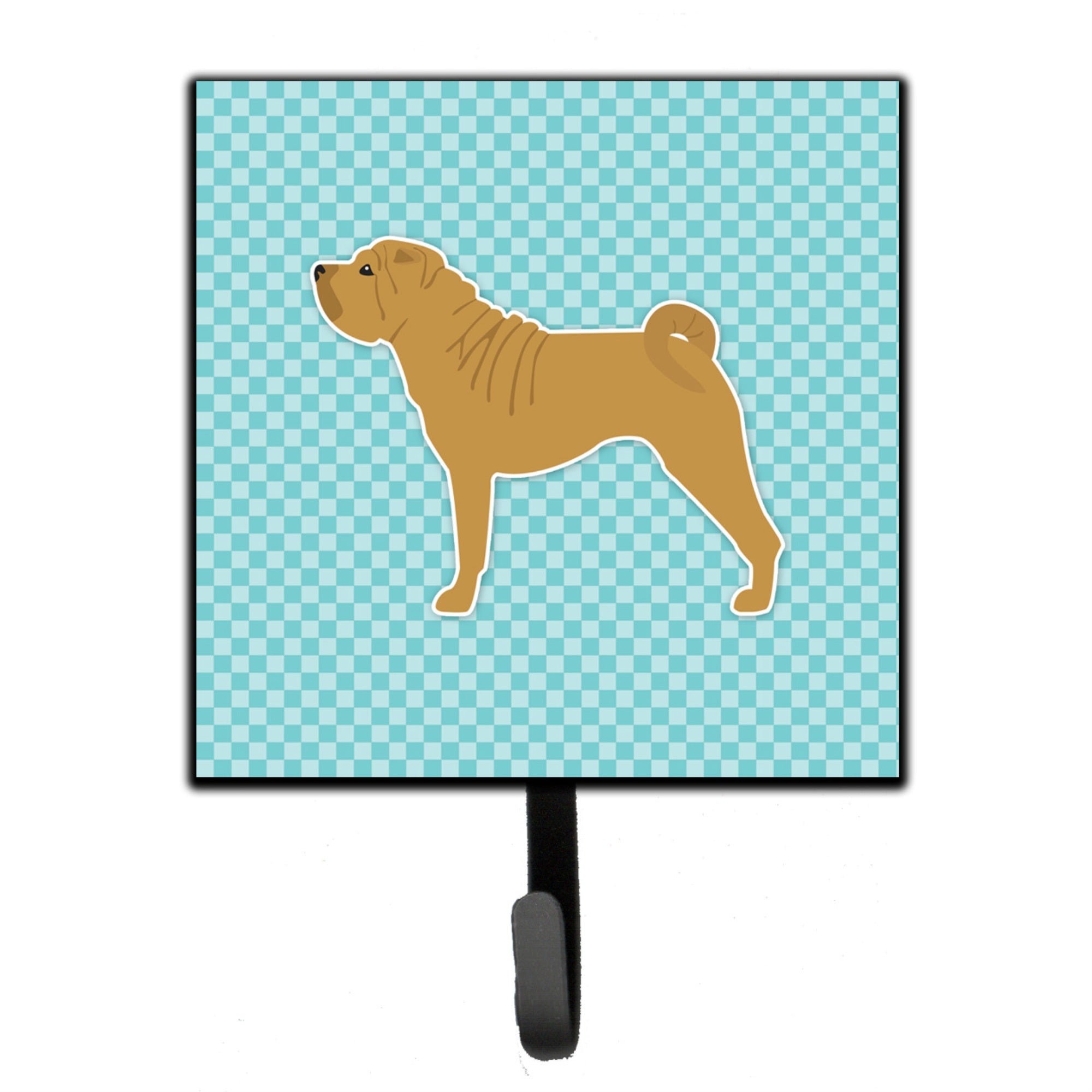 Caroline'S Treasures Shar Pei Checkerboard Blue Leash Or Key Holder Bb3752Sh4, Small, Multicolor