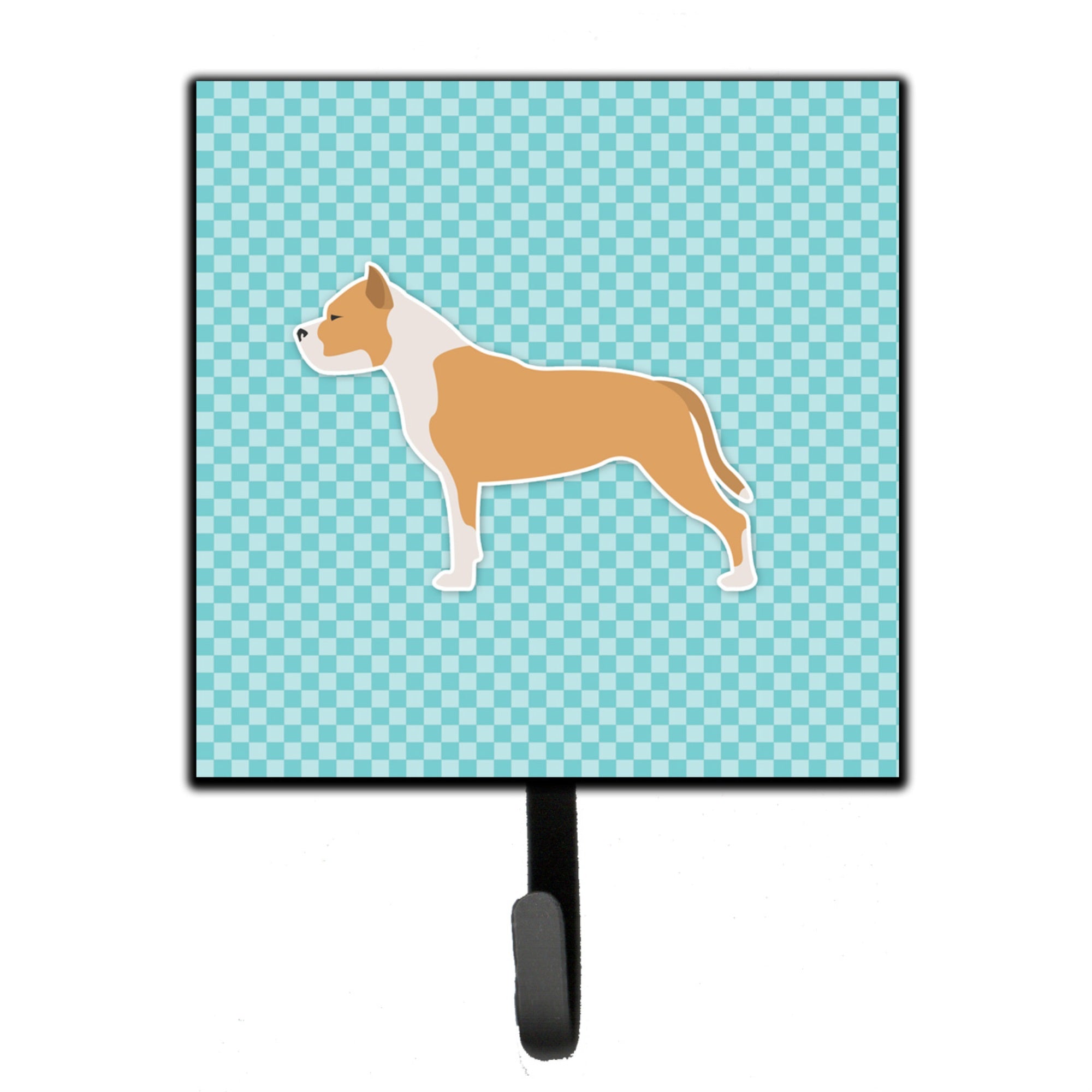 Caroline'S Treasures Staffordshire Bull Terrier Checkerboard Blue Leash Or Key Holder Bb3754Sh4, Small, Multicolor