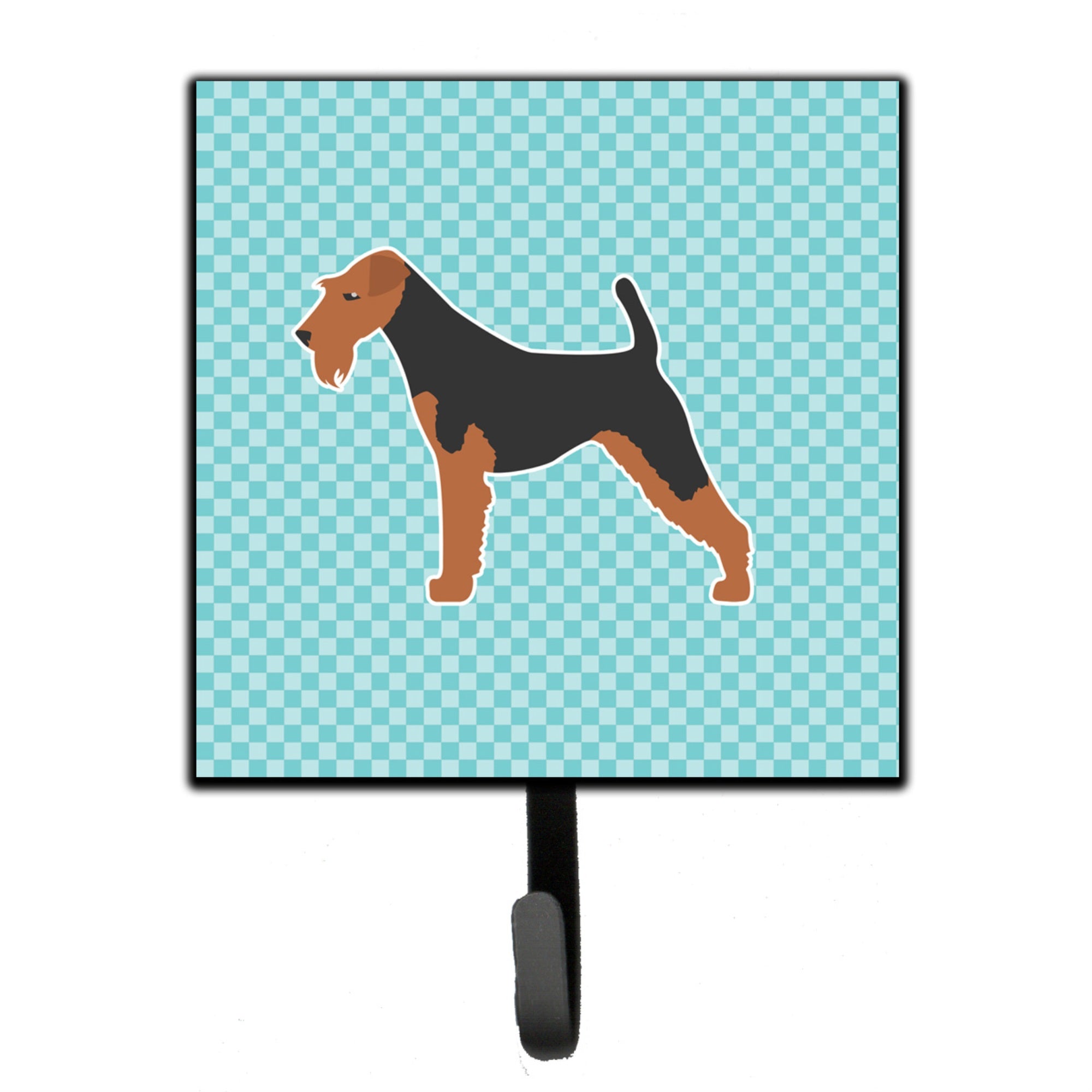Caroline'S Treasures Airedale Terrier Checkerboard Blue Leash Or Key Holder Bb3757Sh4, Small, Multicolor