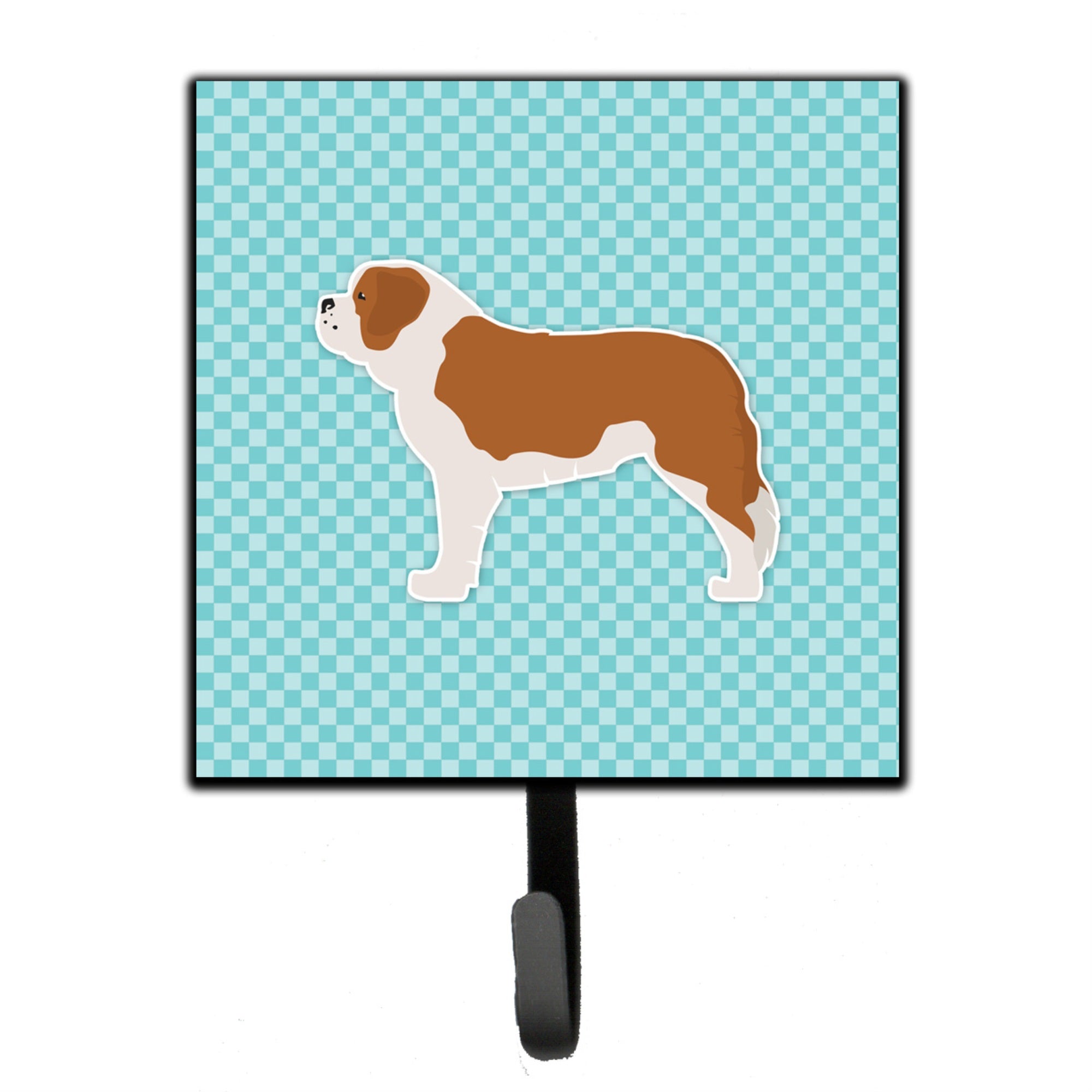Caroline'S Treasures Saint Bernard Checkerboard Blue Leash Or Key Holder Bb3776Sh4, Small, Multicolor