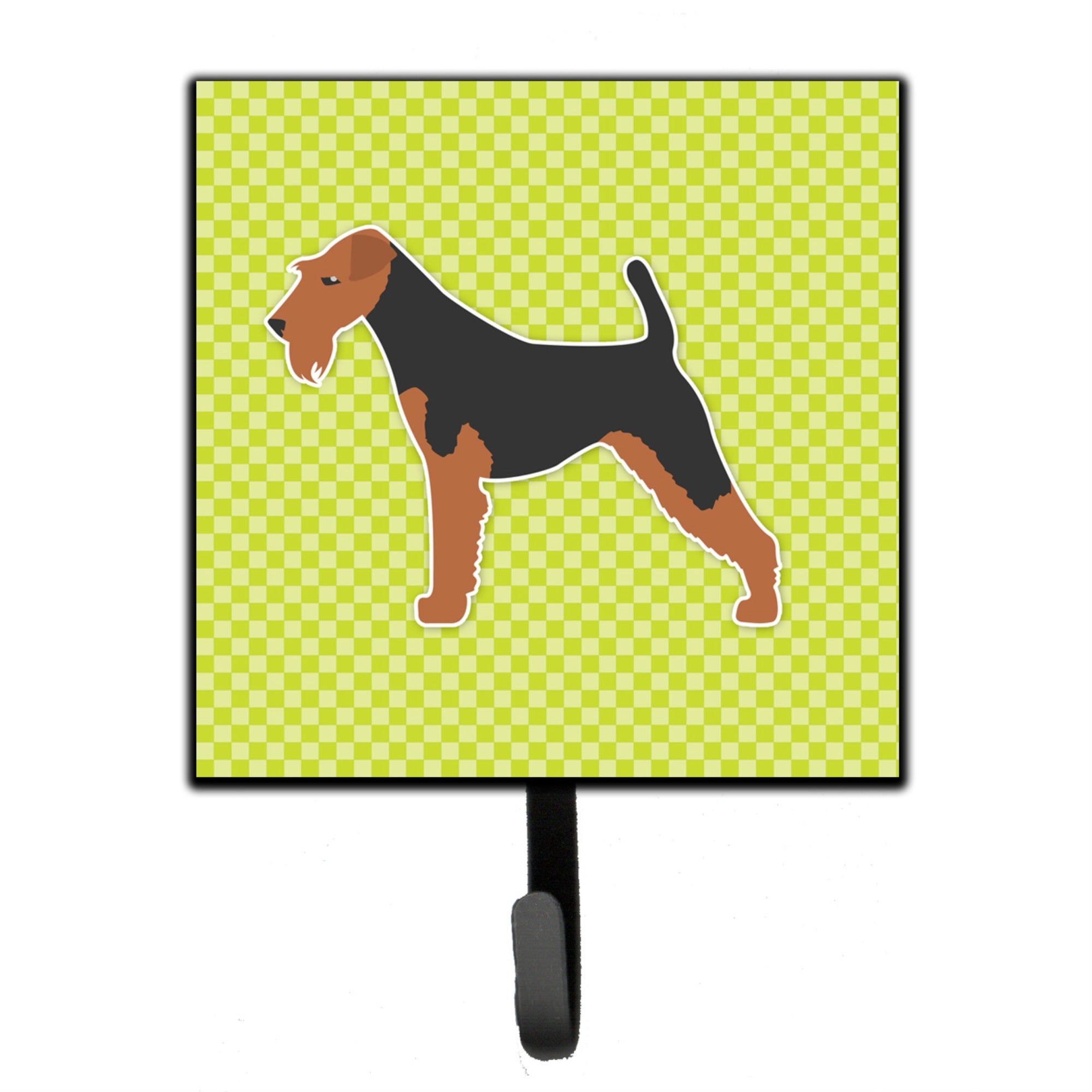Caroline'S Treasures Welsh Terrier Checkerboard Green Leash Or Key Holder Bb3785Sh4, Small, Multicolor
