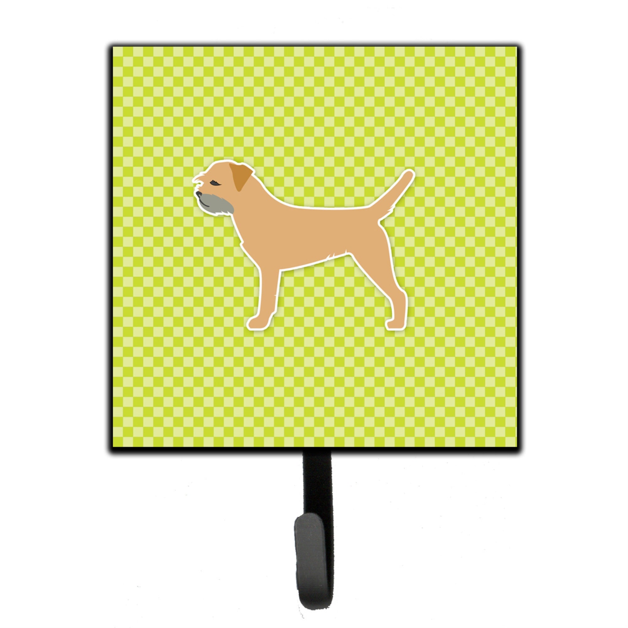 Caroline'S Treasures Border Terrier Checkerboard Green Leash Or Key Holder Bb3789Sh4, Small, Multicolor