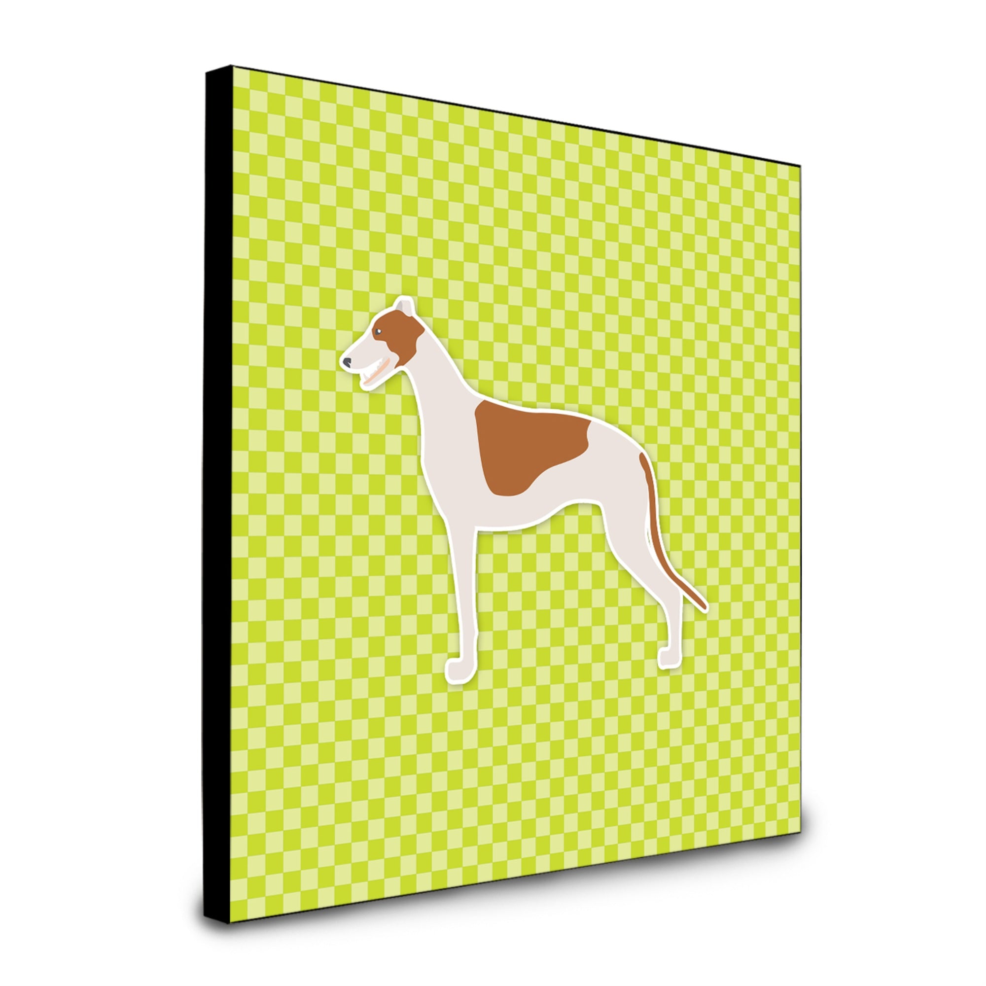 Caroline'S Treasures Greyhound Checkerboard Green Artwork Panel Wall-Decor, Multicolor