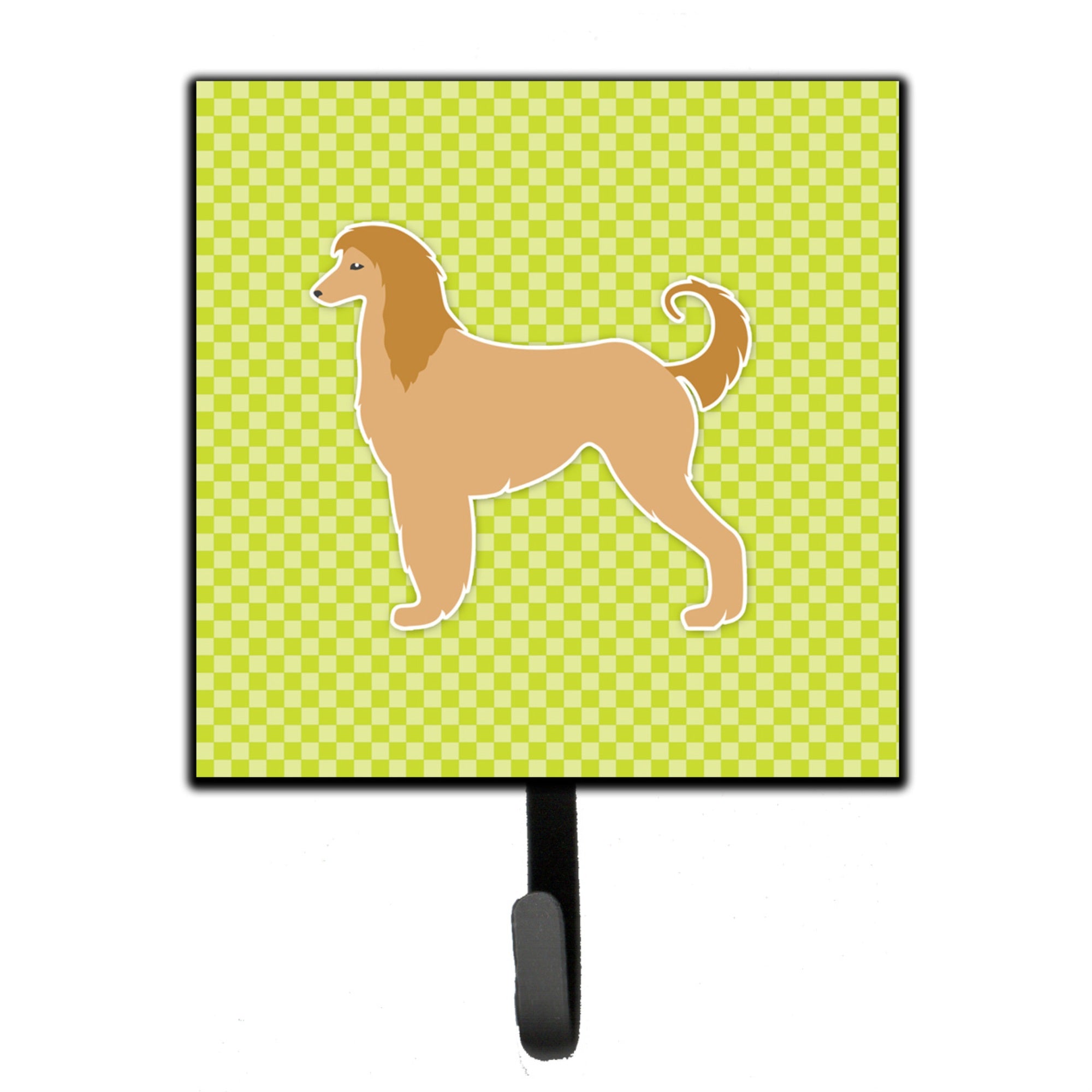 Caroline'S Treasures Afghan Hound Checkerboard Green Leash Or Key Holder Bb3806Sh4, Small, Multicolor