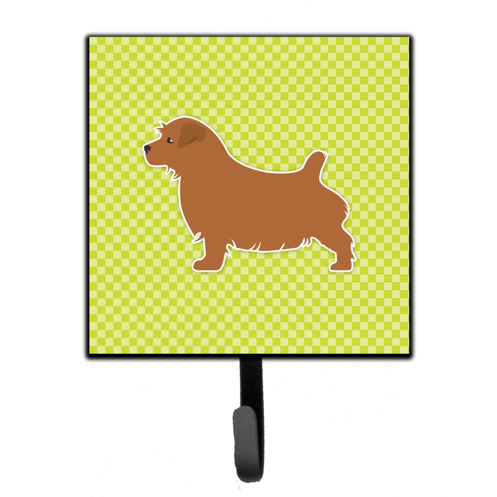 Caroline'S Treasures Norfolk Terrier Checkerboard Green Leash Or Key Holder Bb3809Sh4, Small, Multicolor