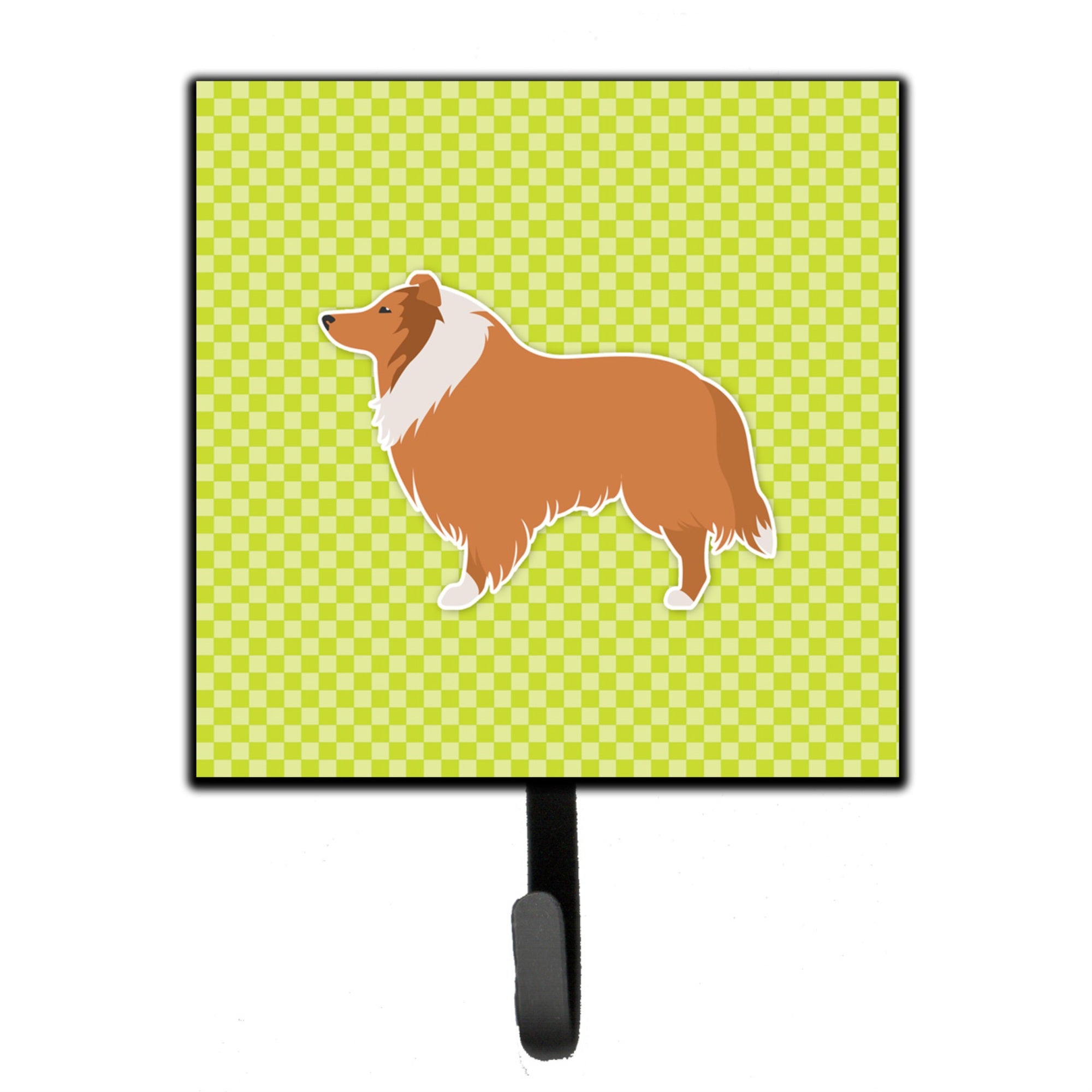 Caroline'S Treasures Collie Checkerboard Green Leash Or Key Holder Bb3816Sh4, Small, Multicolor