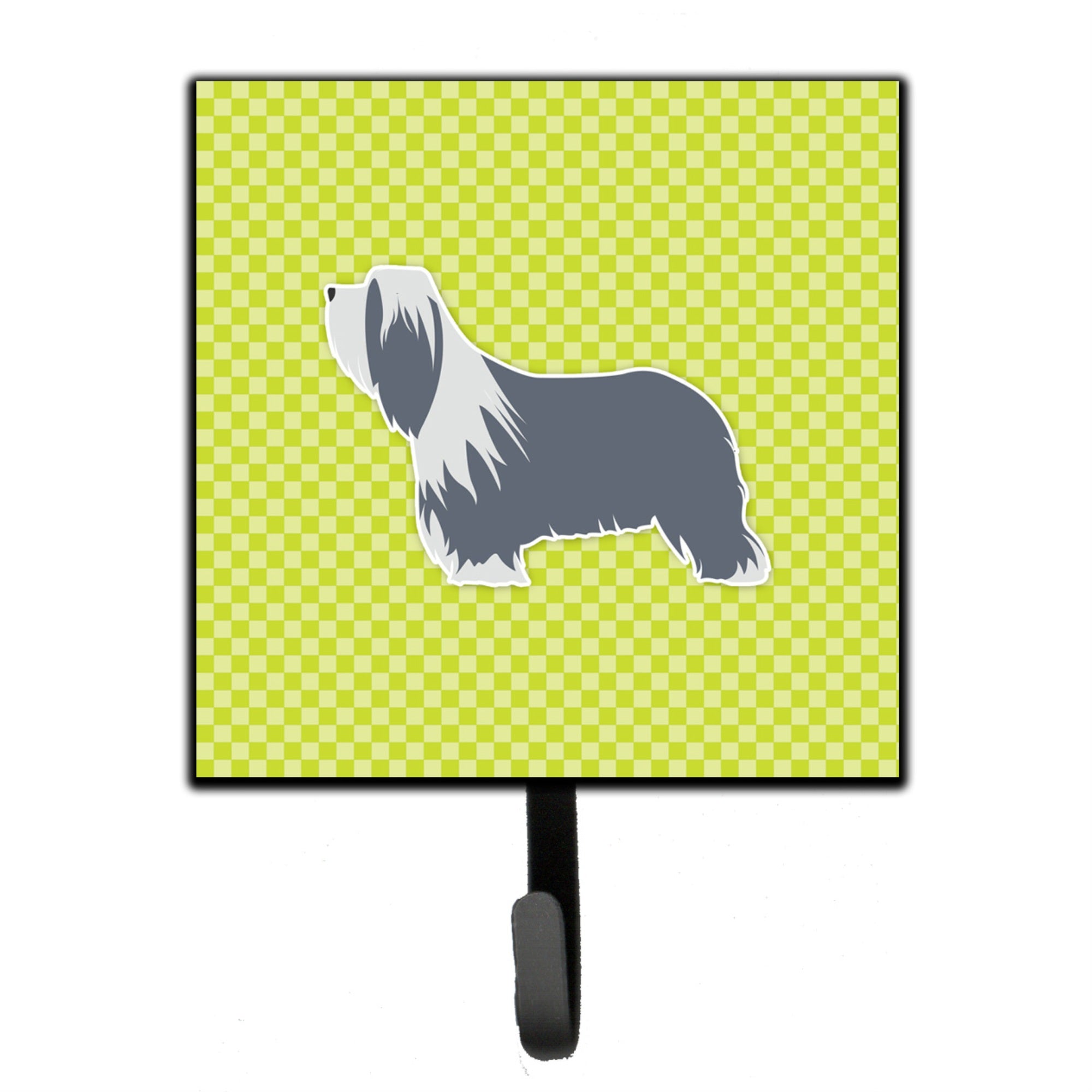 Caroline'S Treasures Bearded Collie Checkerboard Green Leash Or Key Holder Bb3817Sh4, Small, Multicolor