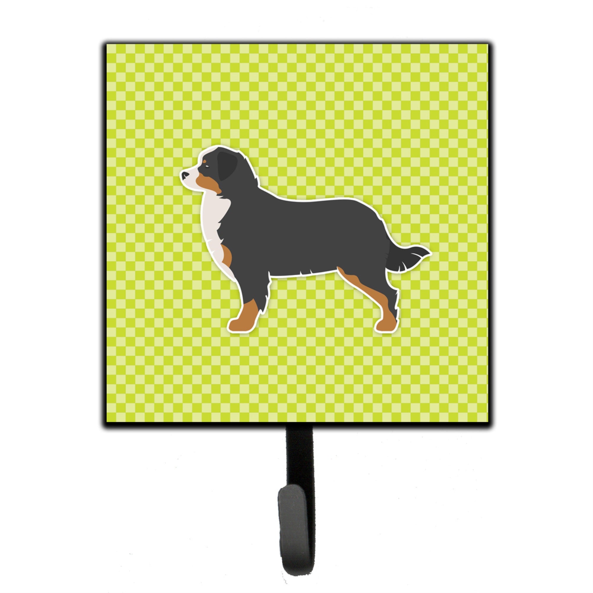 Caroline'S Treasures Bernese Mountain Dog Checkerboard Green Leash Or Key Holder Bb3819Sh4, Small, Multicolor