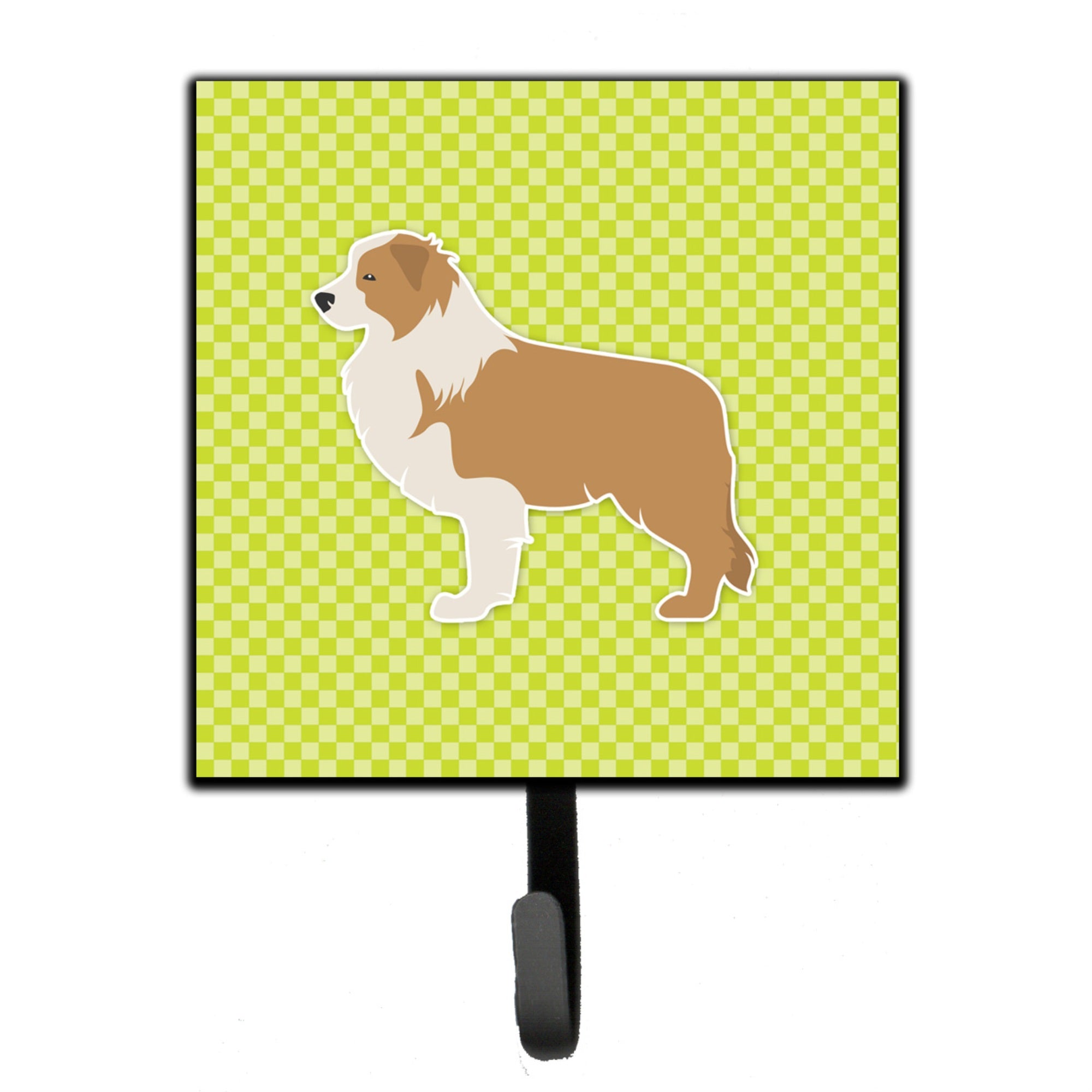 Caroline'S Treasures Red Border Collie Checkerboard Green Leash Or Key Holder Bb3822Sh4, Small, Multicolor