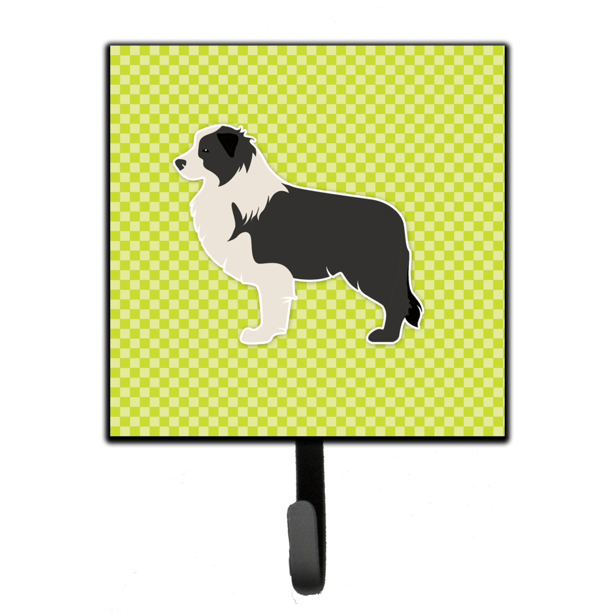 Caroline'S Treasures Black Border Collie Checkerboard Green Leash Or Key Holder Bb3823Sh4, Small, Multicolor