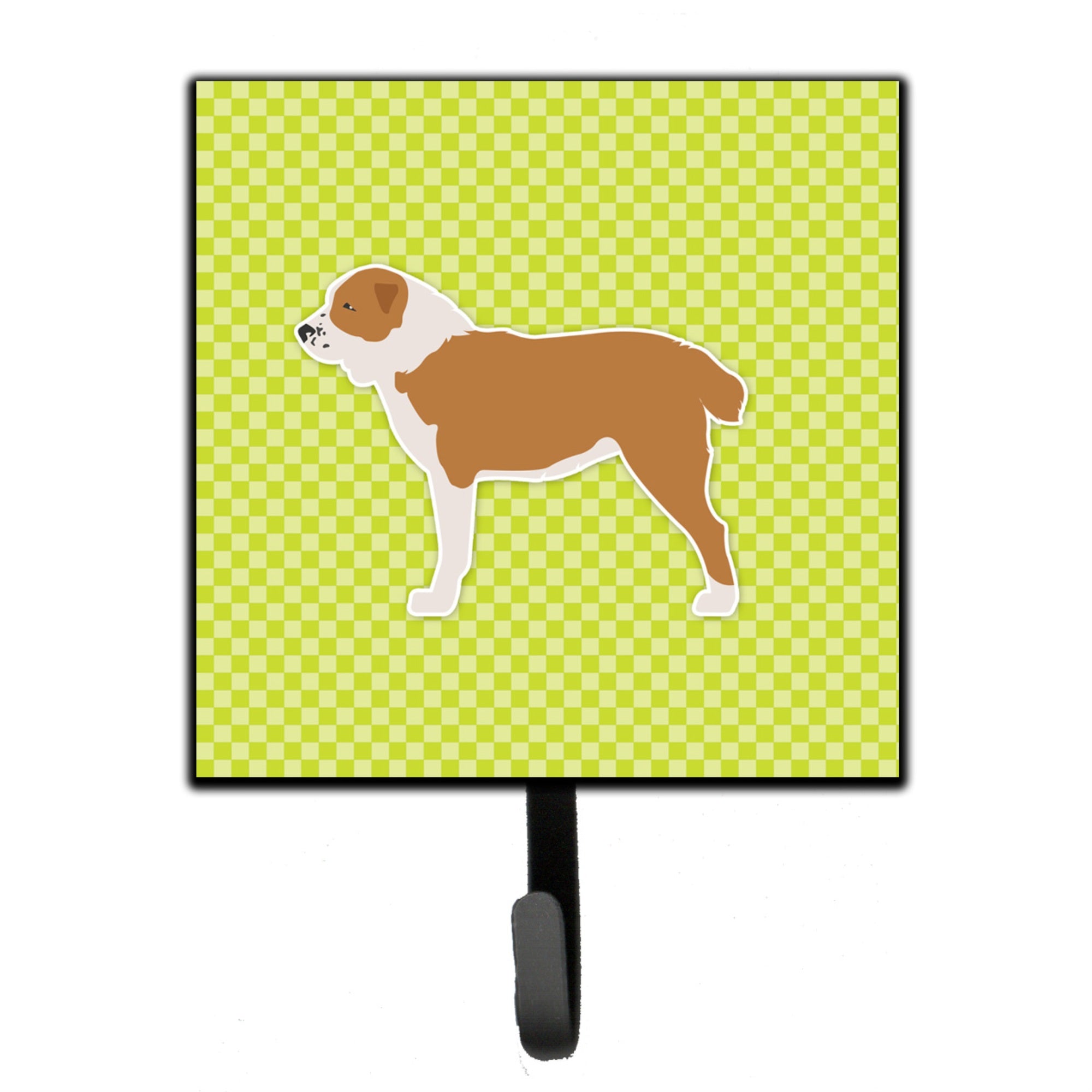 Caroline'S Treasures Central Asian Shepherd Dog Checkerboard Green Leash Or Key Holder Bb3828Sh4, Small, Multicolor