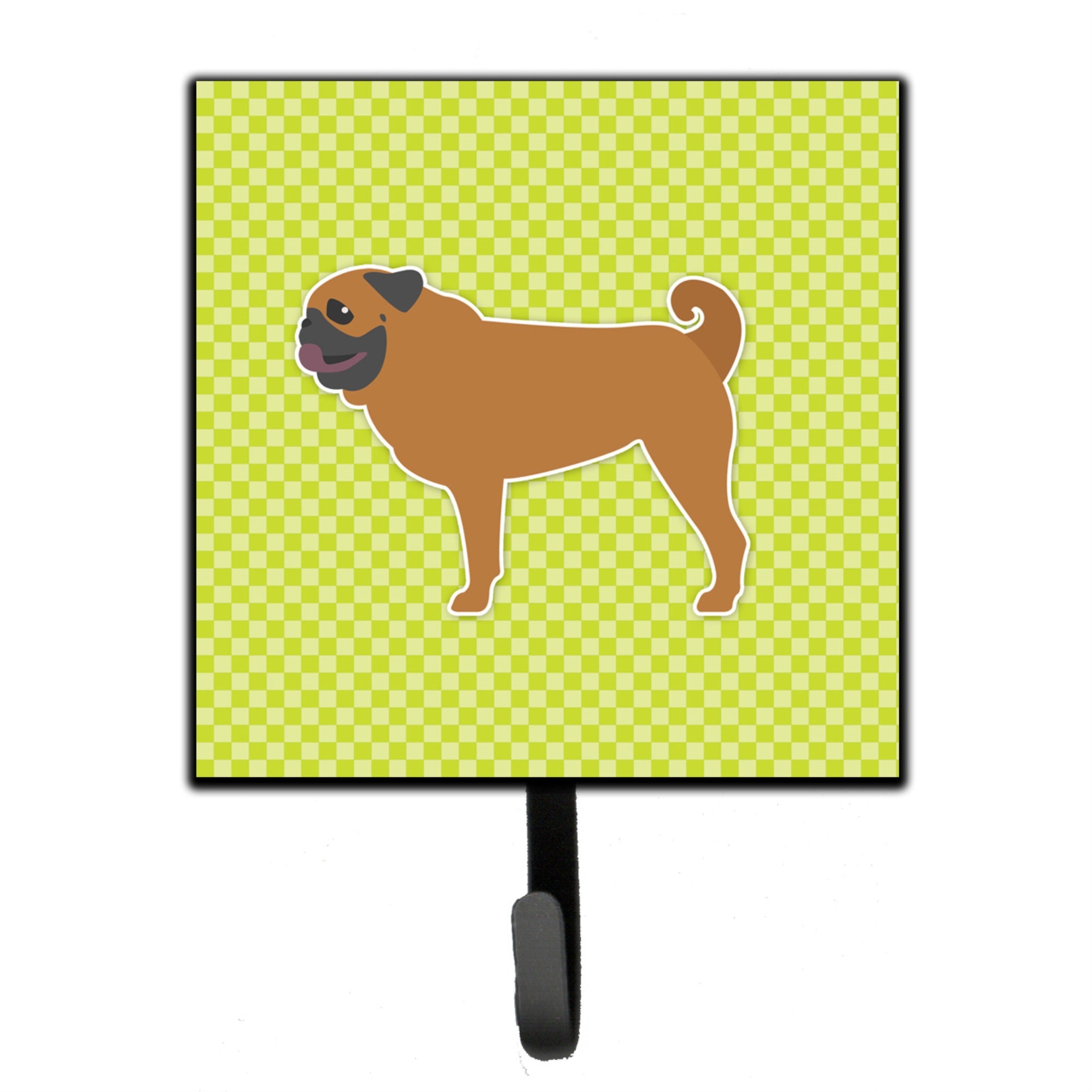 Caroline'S Treasures Pug Checkerboard Green Leash Or Key Holder Bb3847Sh4, Small, Multicolor