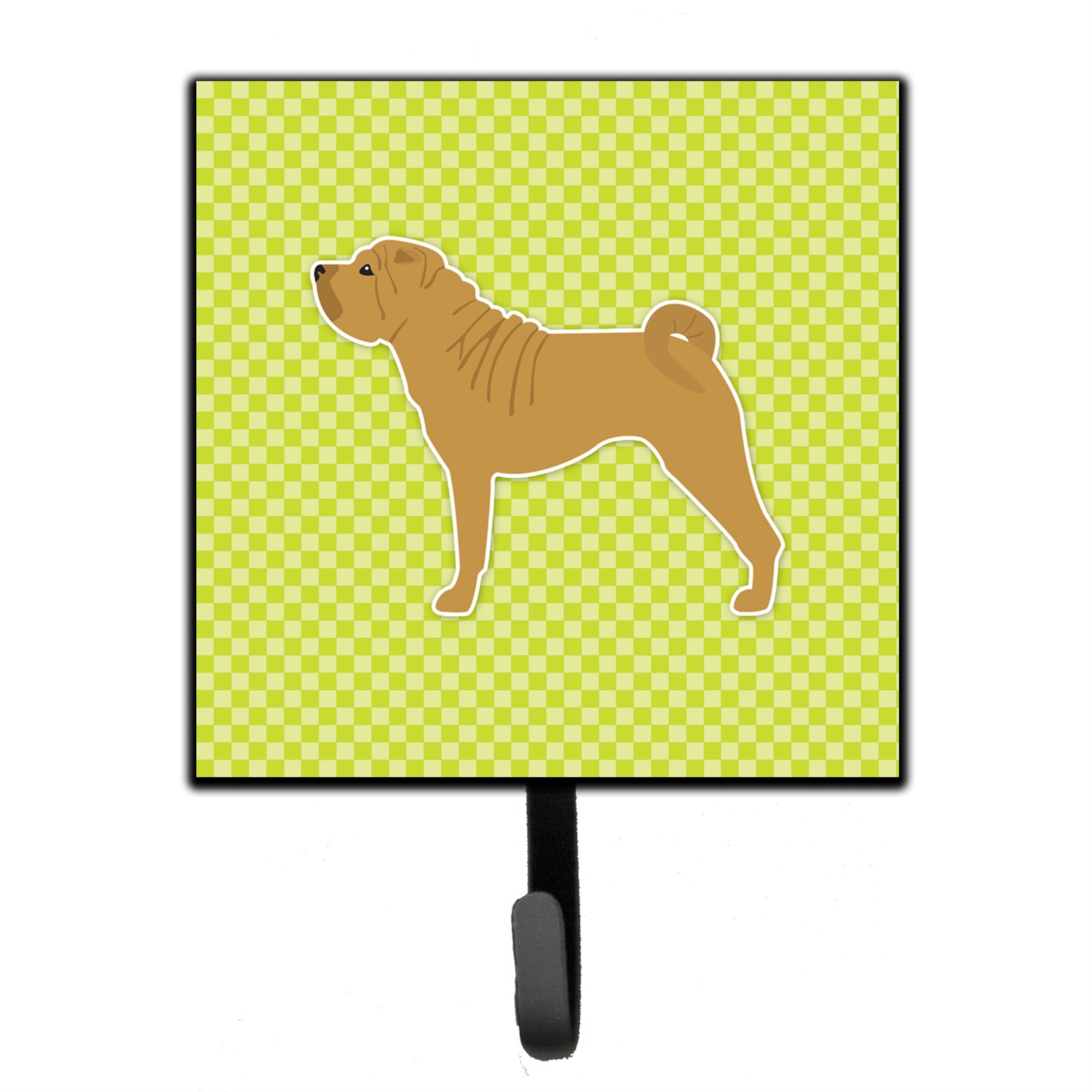 Caroline'S Treasures Shar Pei Checkerboard Green Leash Or Key Holder Bb3852Sh4, Small, Multicolor