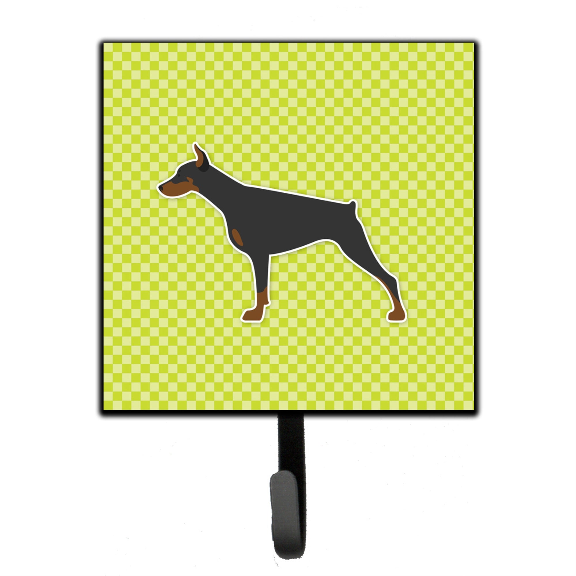 Caroline'S Treasures Doberman Pinscher Checkerboard Green Leash Or Key Holder Bb3860Sh4, Small, Multicolor