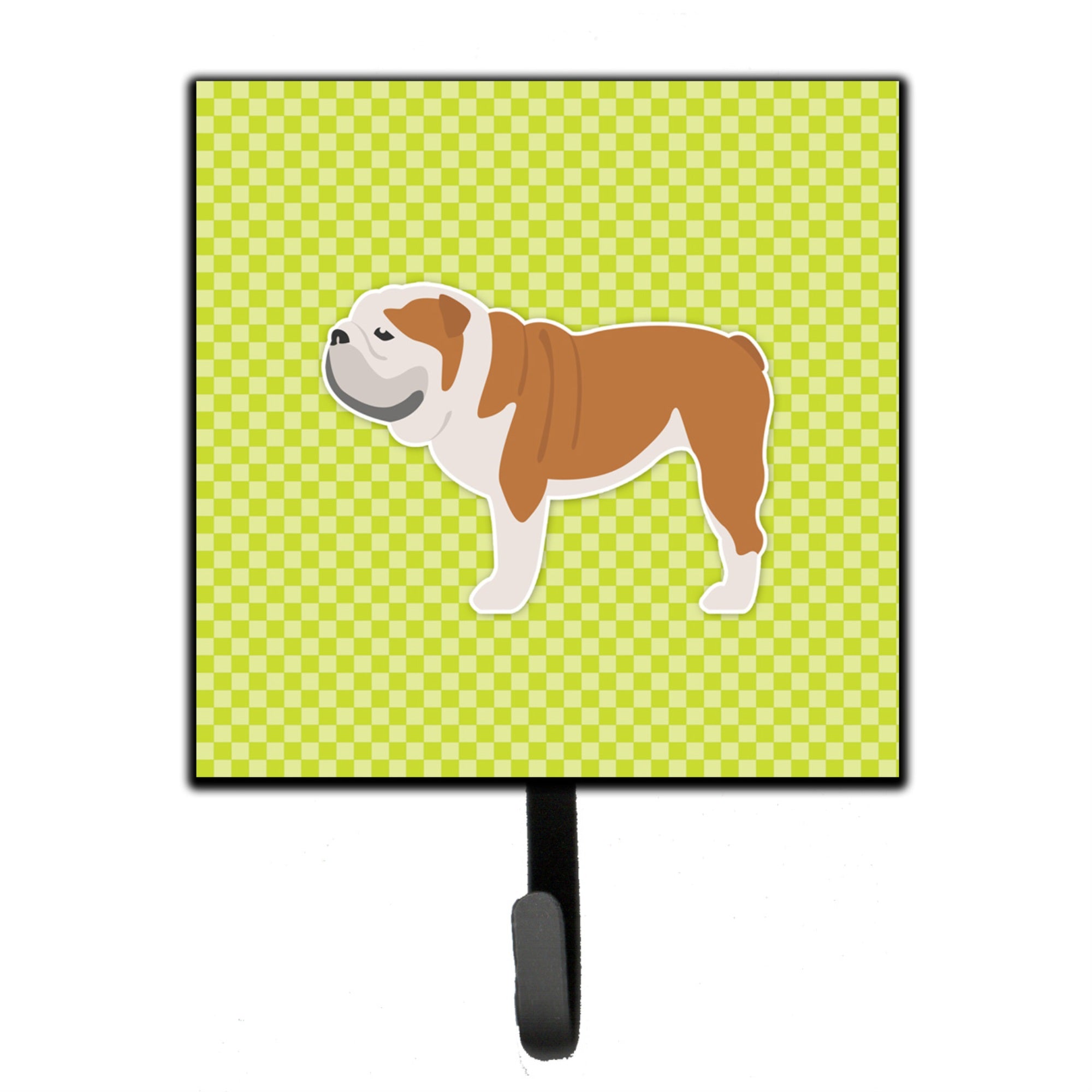 Caroline'S Treasures English Bulldog Checkerboard Green Leash Or Key Holder Bb3862Sh4, Small, Multicolor
