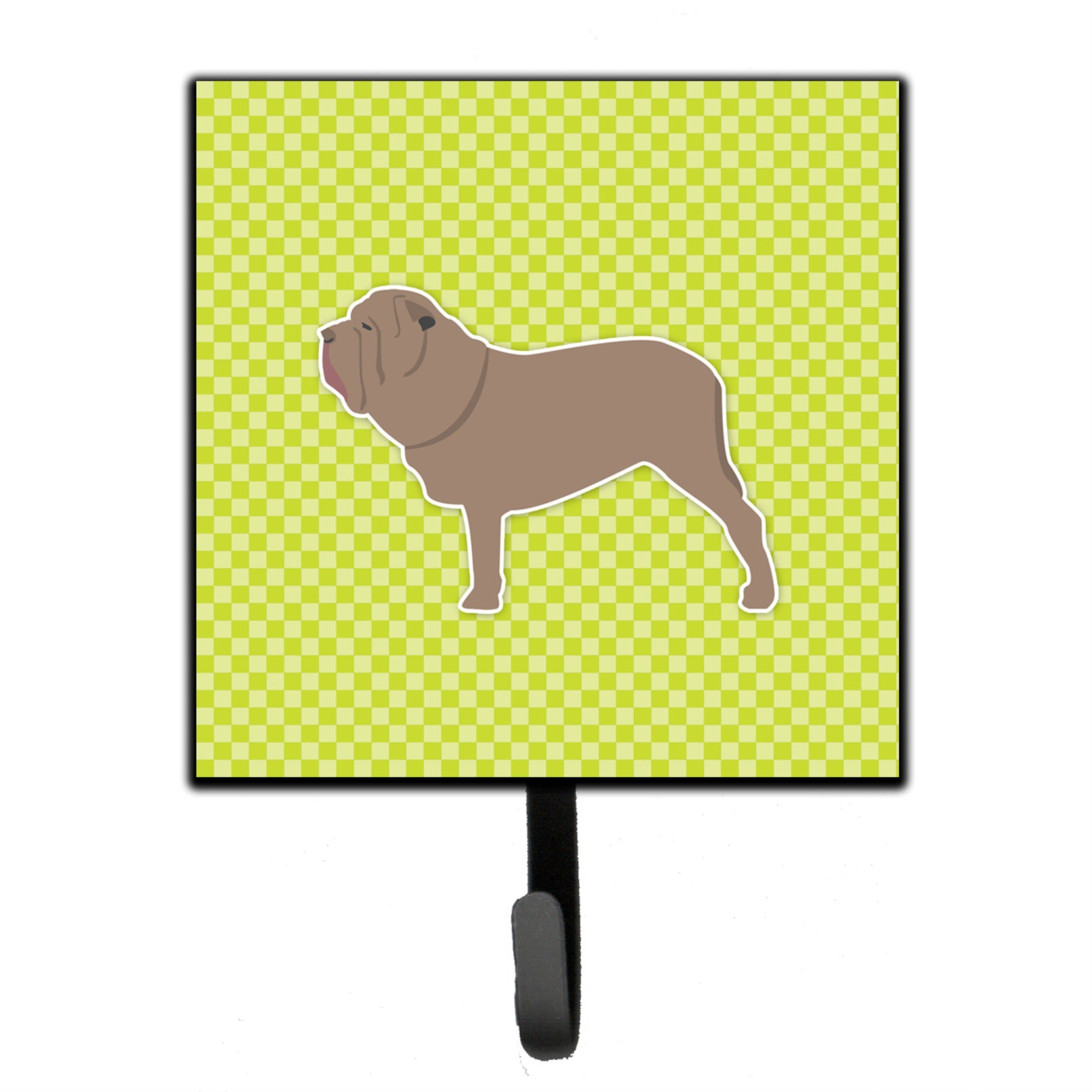 Caroline'S Treasures Neapolitan Mastiff Checkerboard Green Leash Or Key Holder Bb3865Sh4, Small, Multicolor