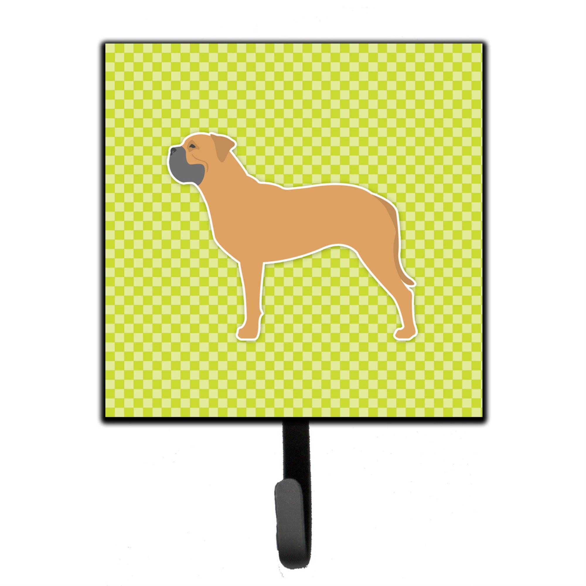 Caroline'S Treasures Bullmastiff Checkerboard Green Leash Or Key Holder Bb3871Sh4, Small, Multicolor