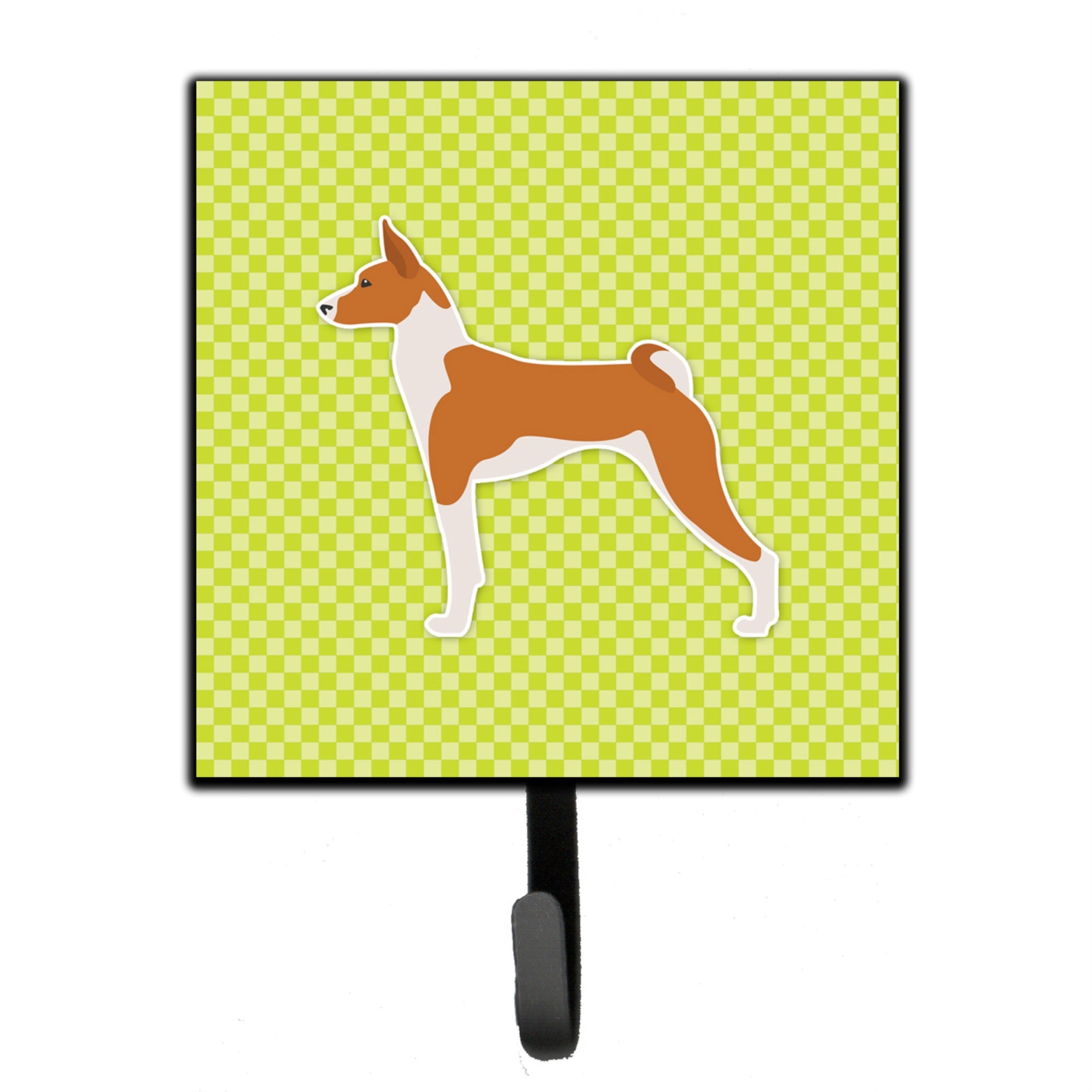 Caroline'S Treasures Basenji Checkerboard Green Leash Or Key Holder Bb3874Sh4, Small, Multicolor