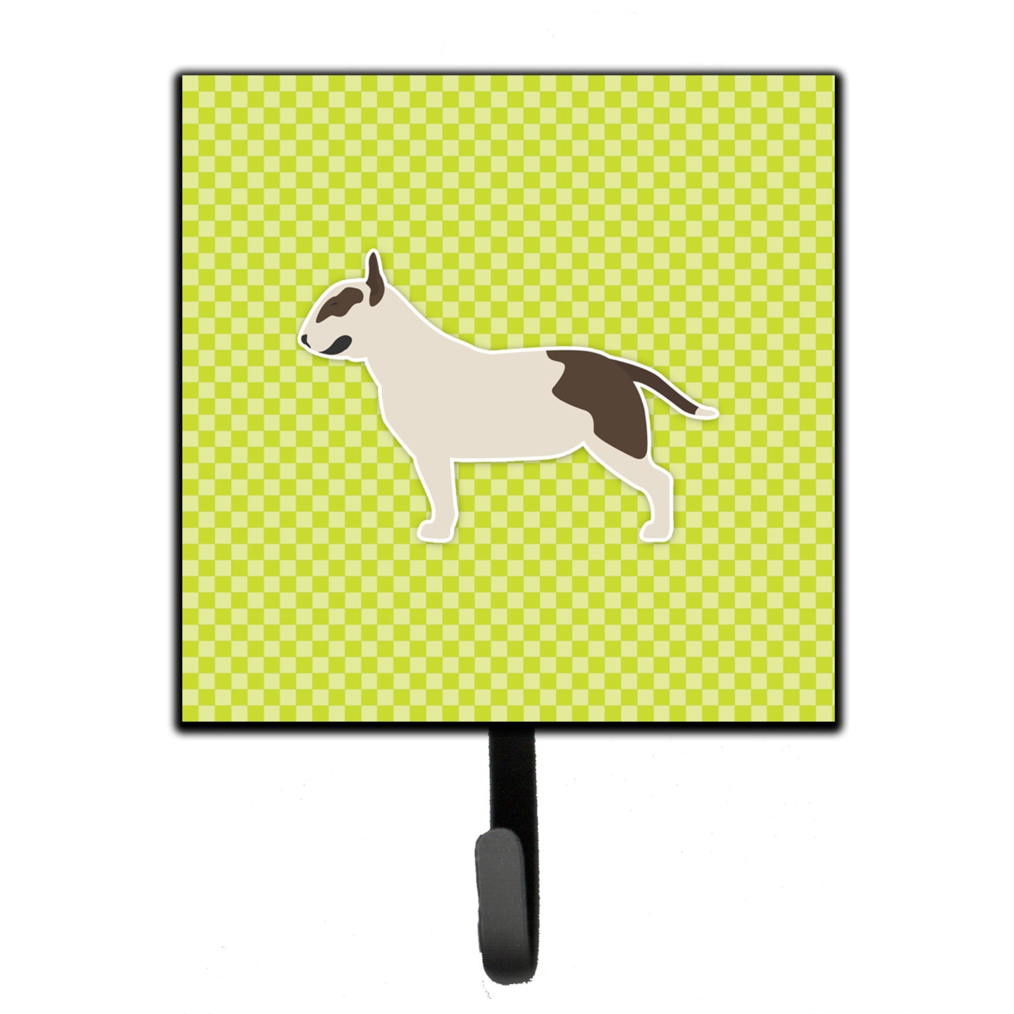 Caroline'S Treasures Bull Terrier Checkerboard Green Leash Or Key Holder Bb3878Sh4, Small, Multicolor